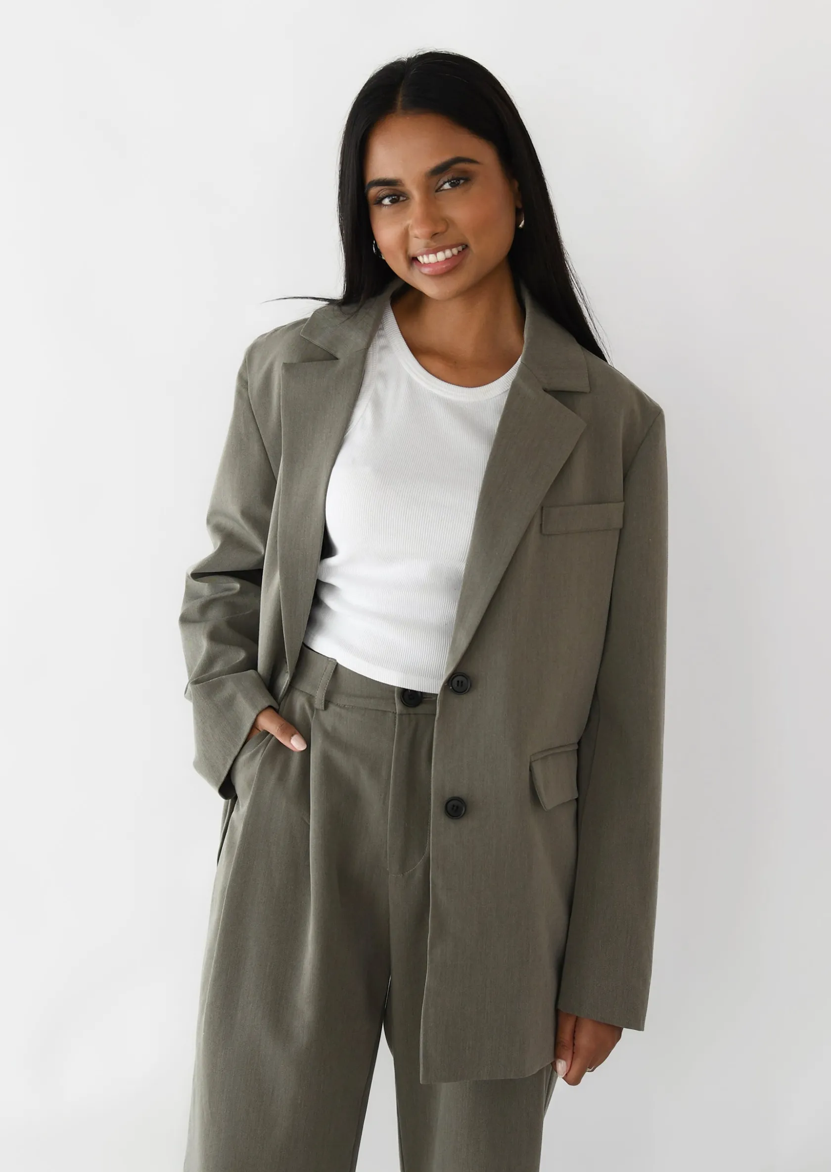 Outfitbook Blazer droit TAUPE Online