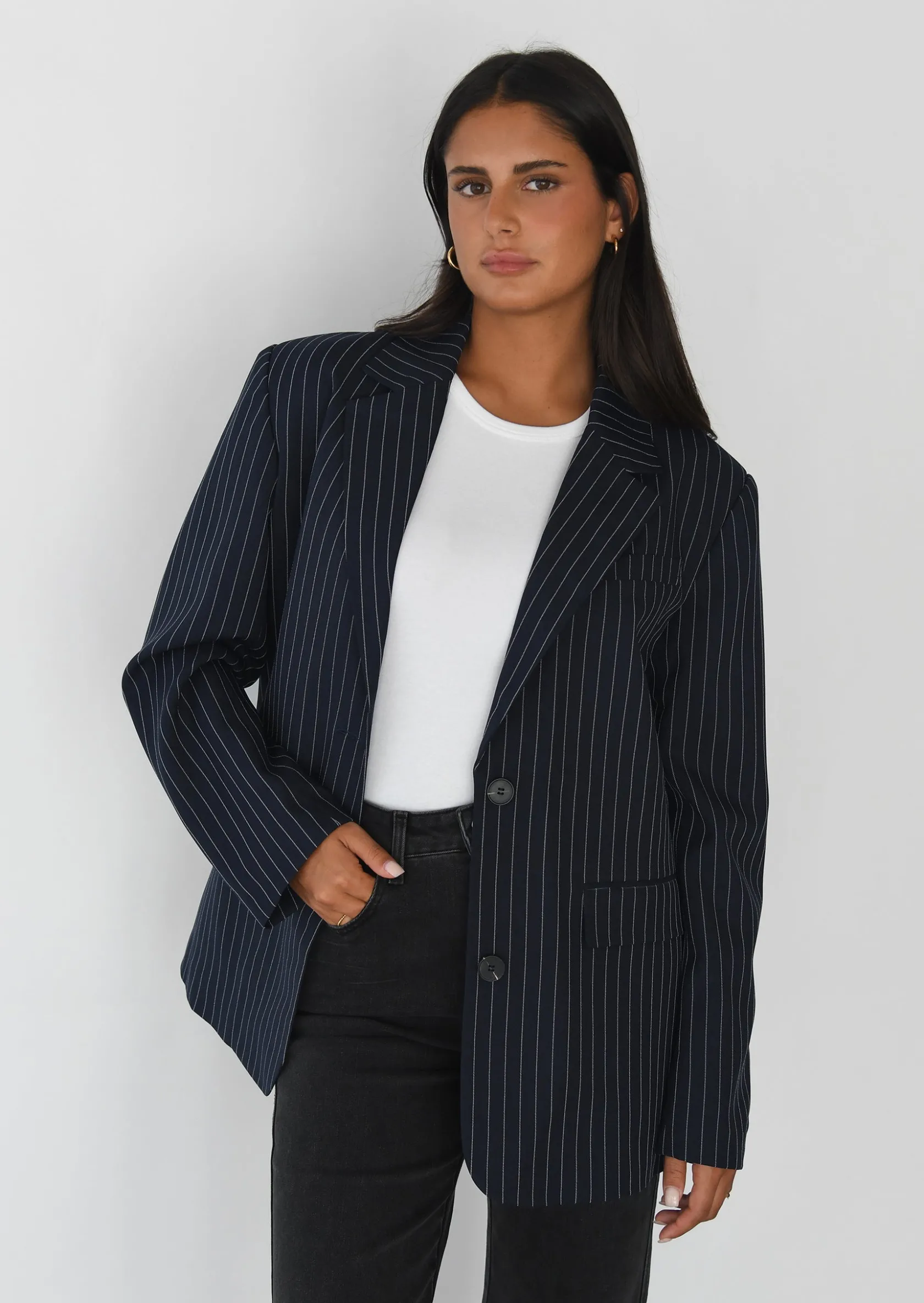 Outfitbook Blazer droit rayures BLEU Shop