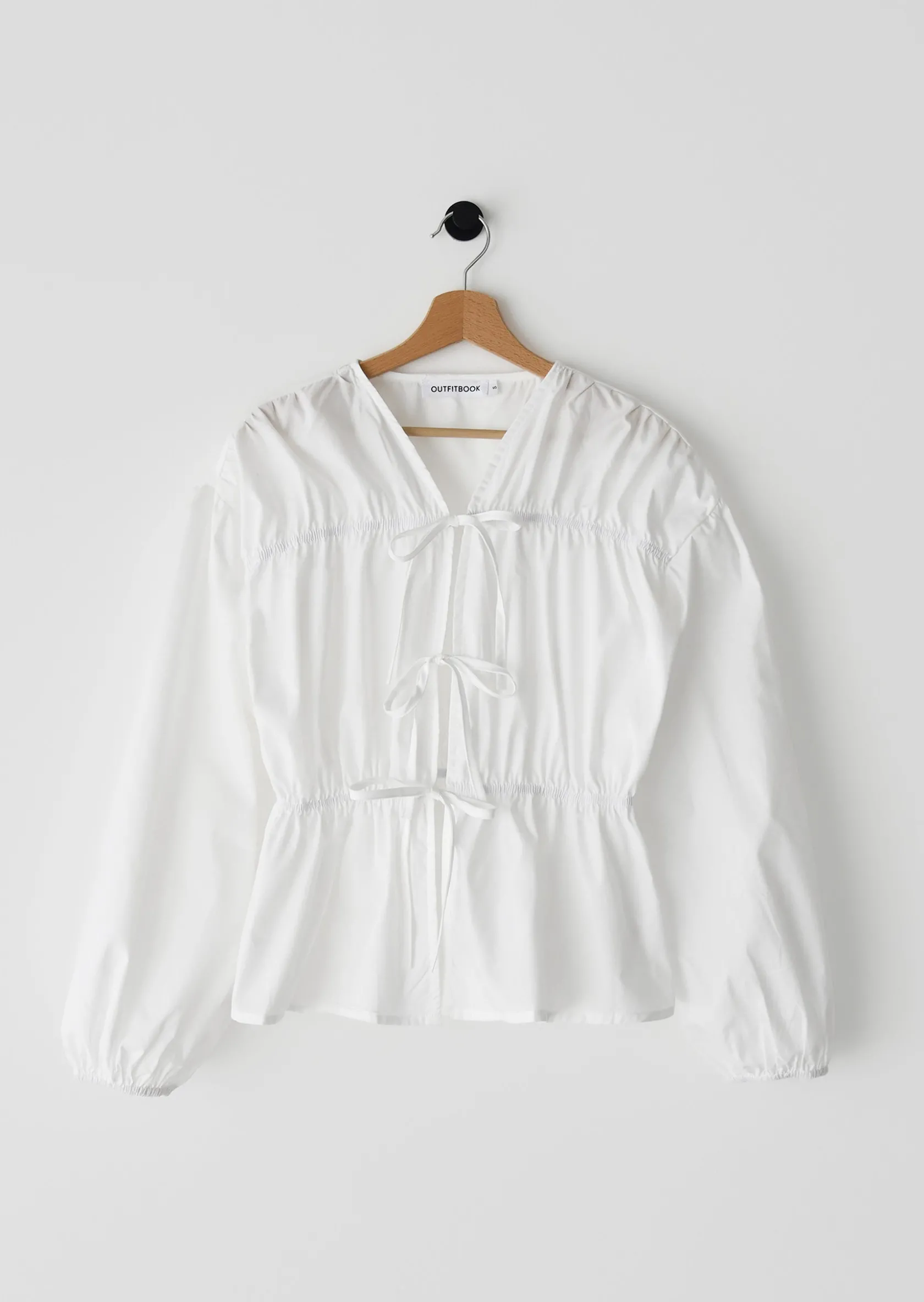 Outfitbook Blouse en popeline coton nœuds BLANC Clearance