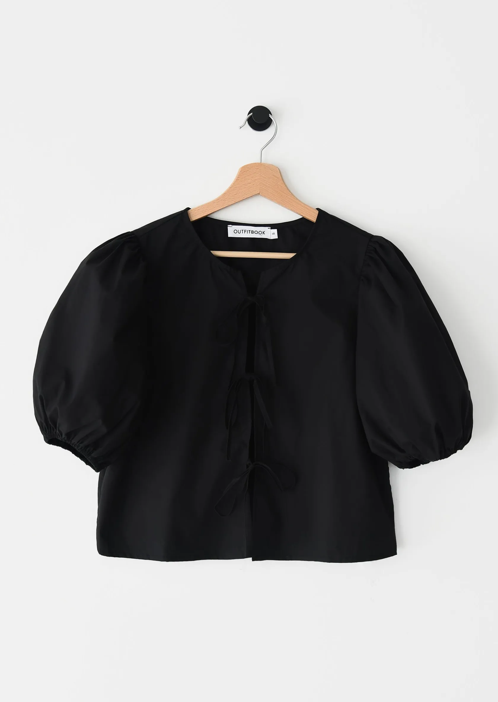 Outfitbook Blouse manches bouffantes à nouer NOIR Outlet