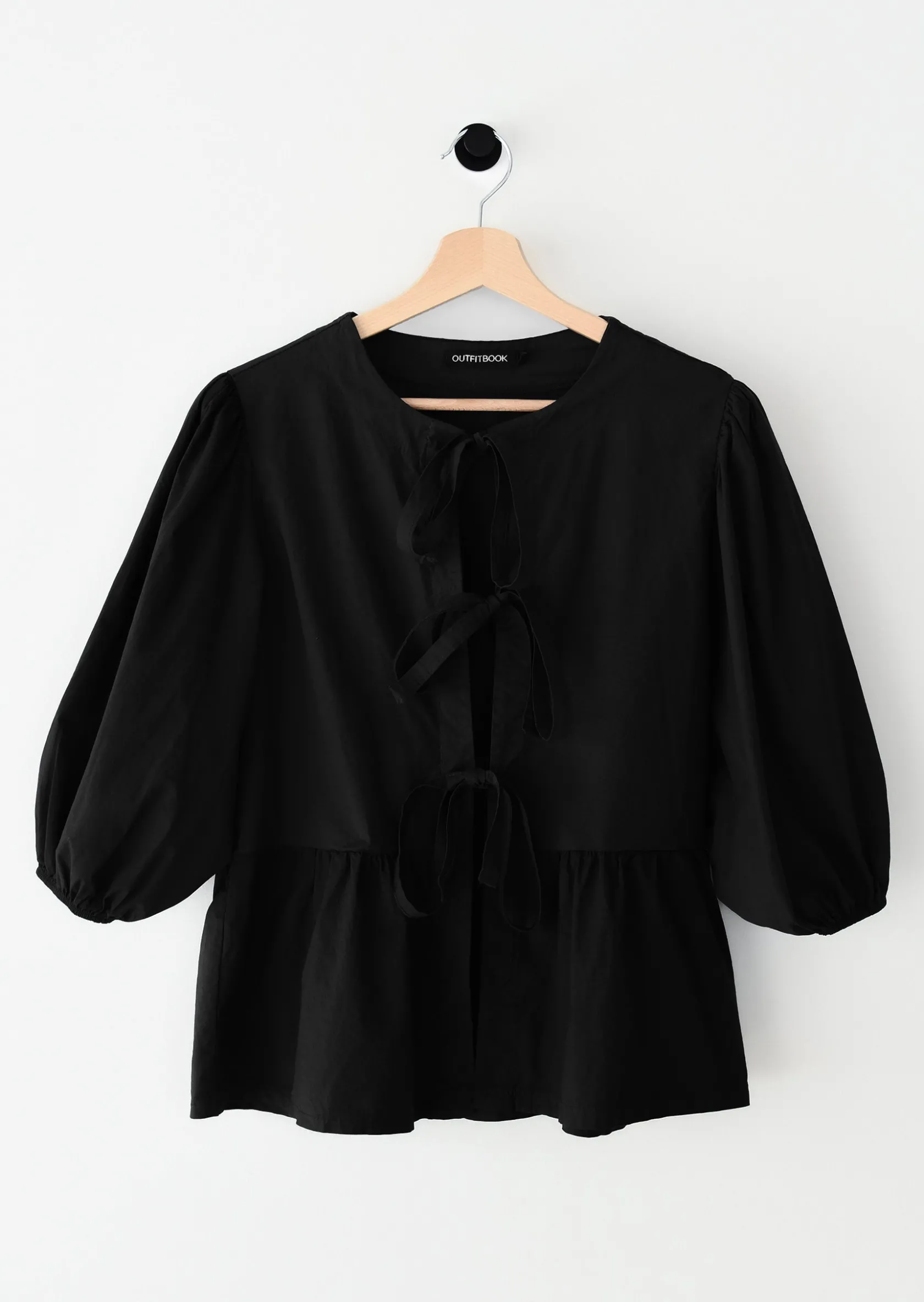 Outfitbook Blouse manches bouffantes avec noeuds NOIR Outlet