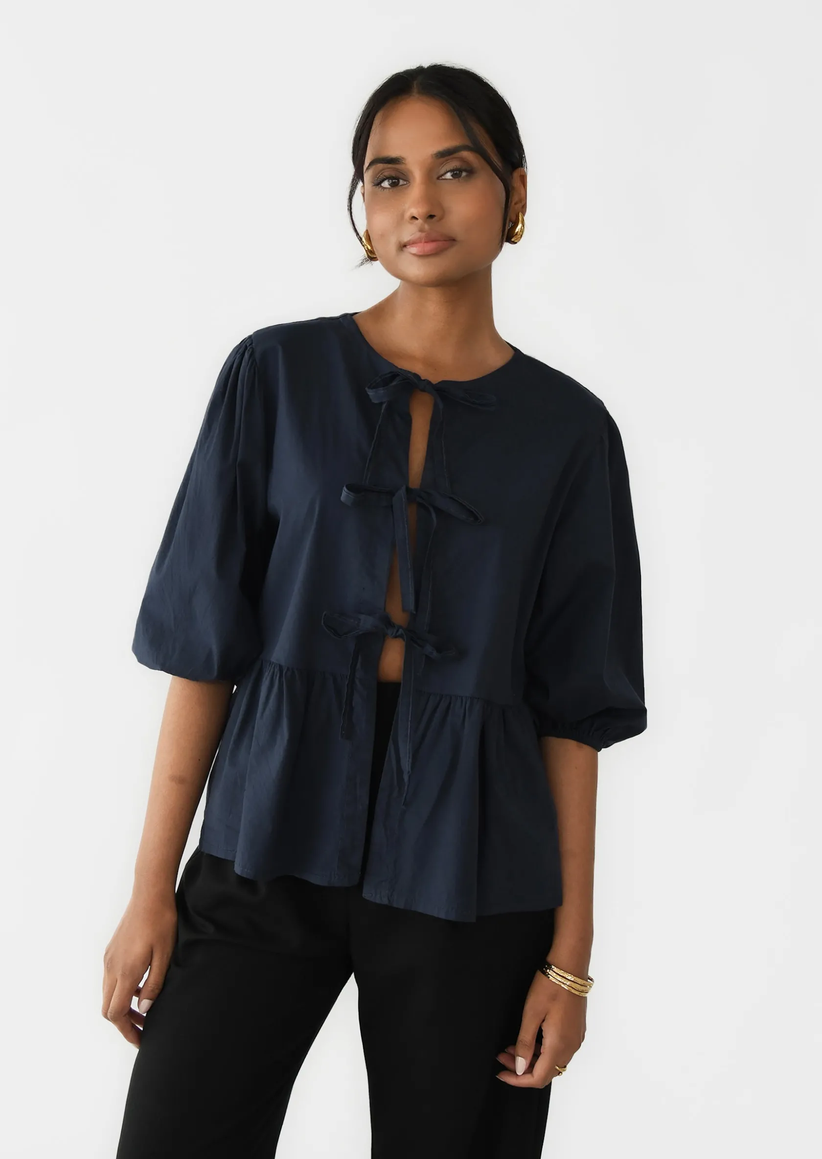 Outfitbook Blouse manches bouffantes avec noeuds Online