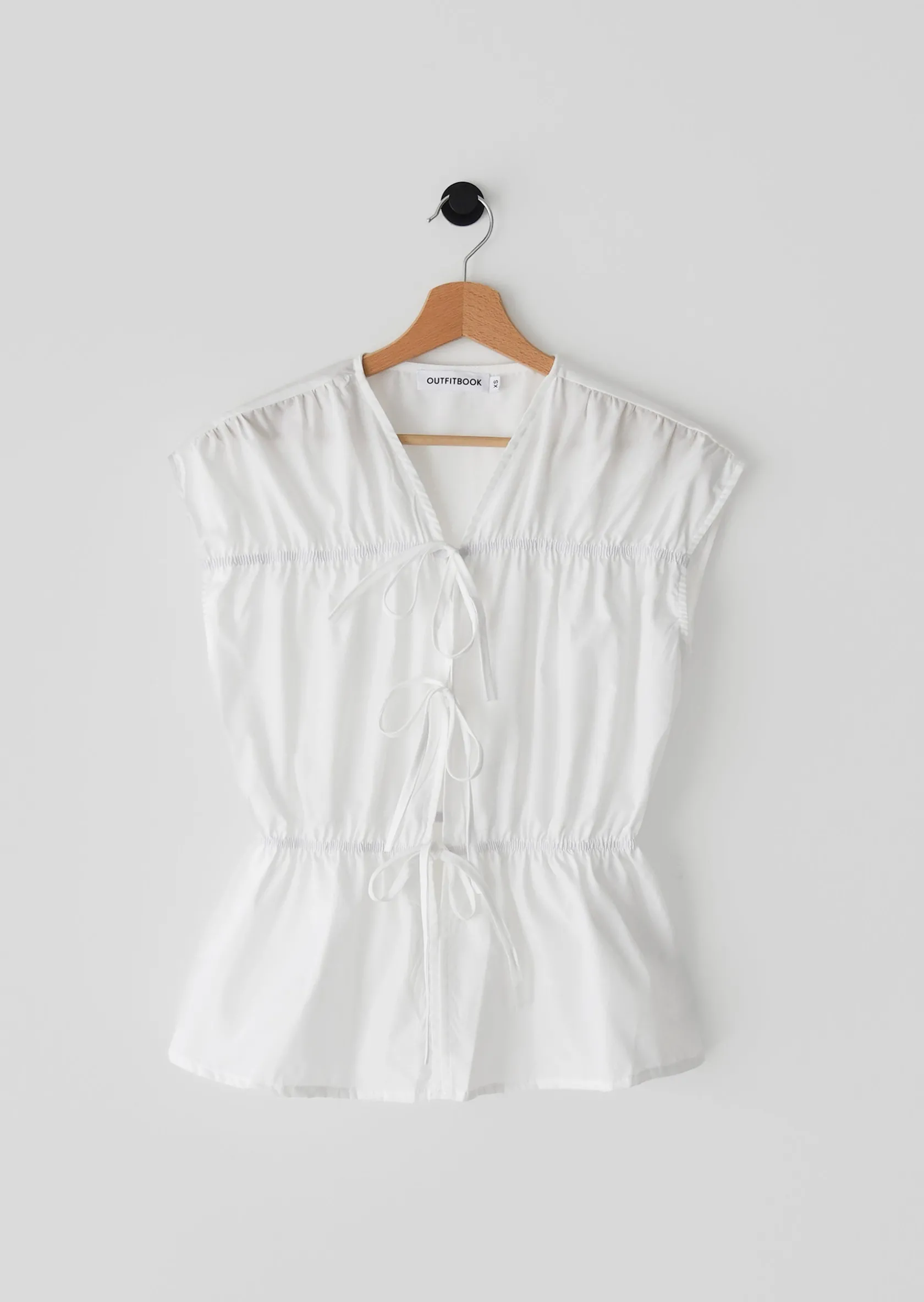 Outfitbook Blouse nœuds sans manches BLANC New