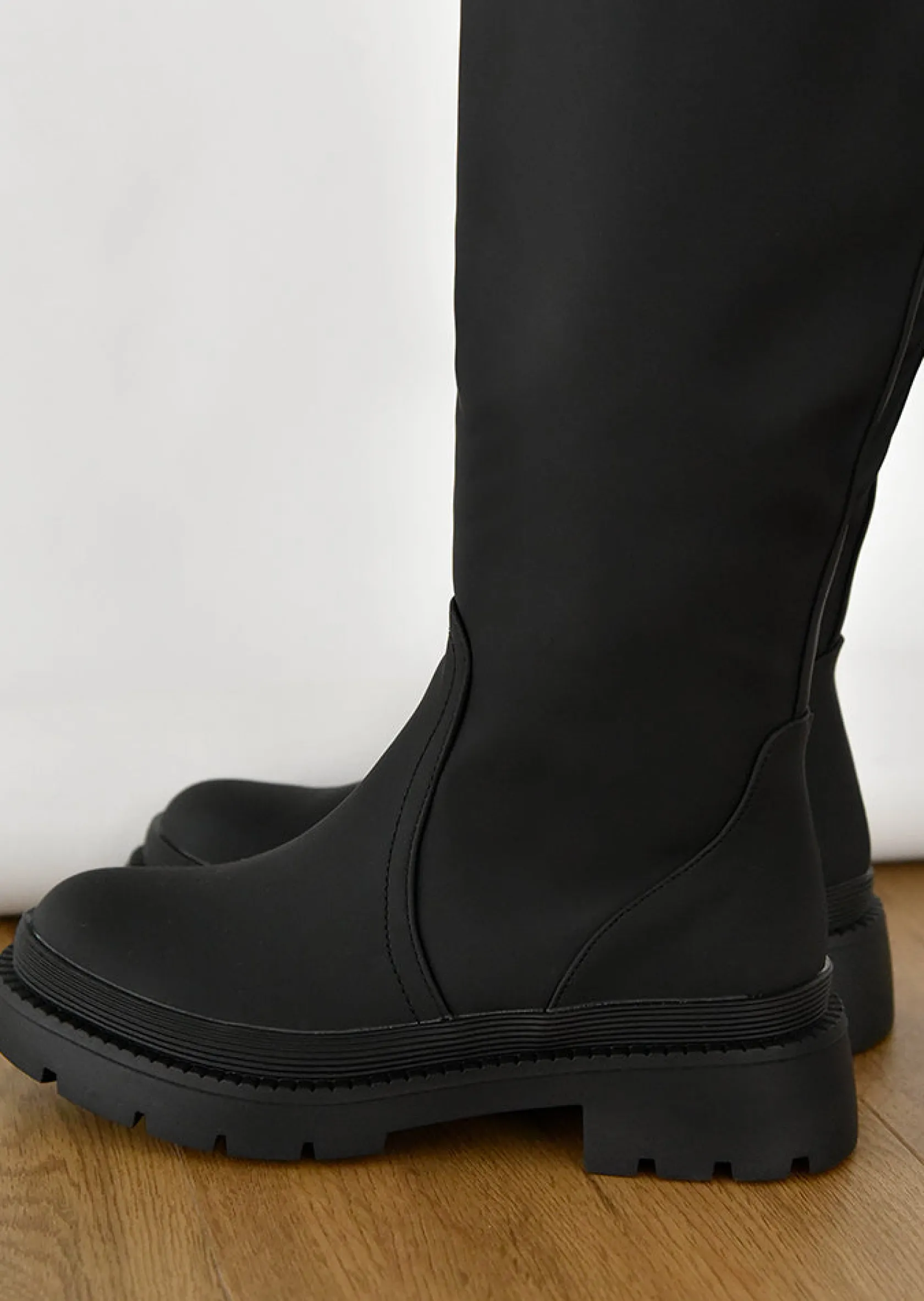 Outfitbook Bottes de pluie montantes à semelles chunky NOIR Flash Sale