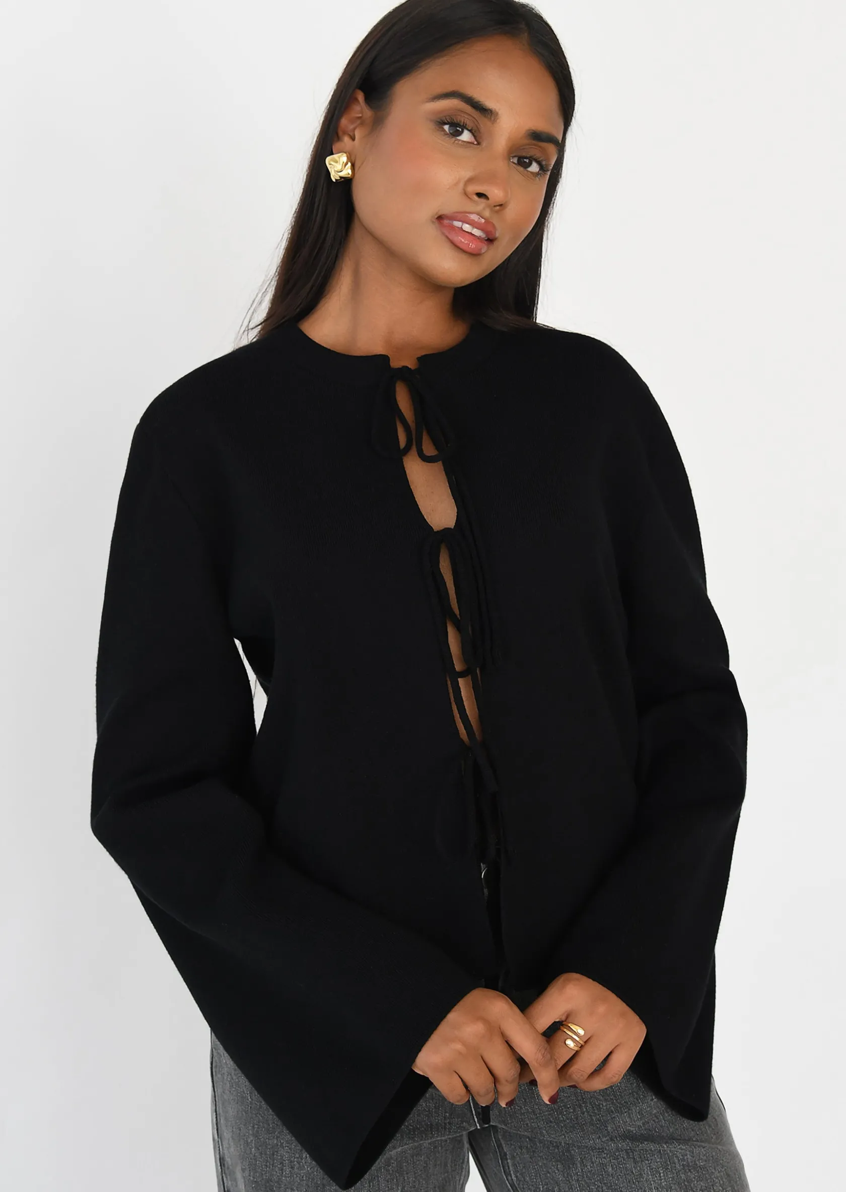 Outfitbook Cardigan à nouer NOIR Flash Sale