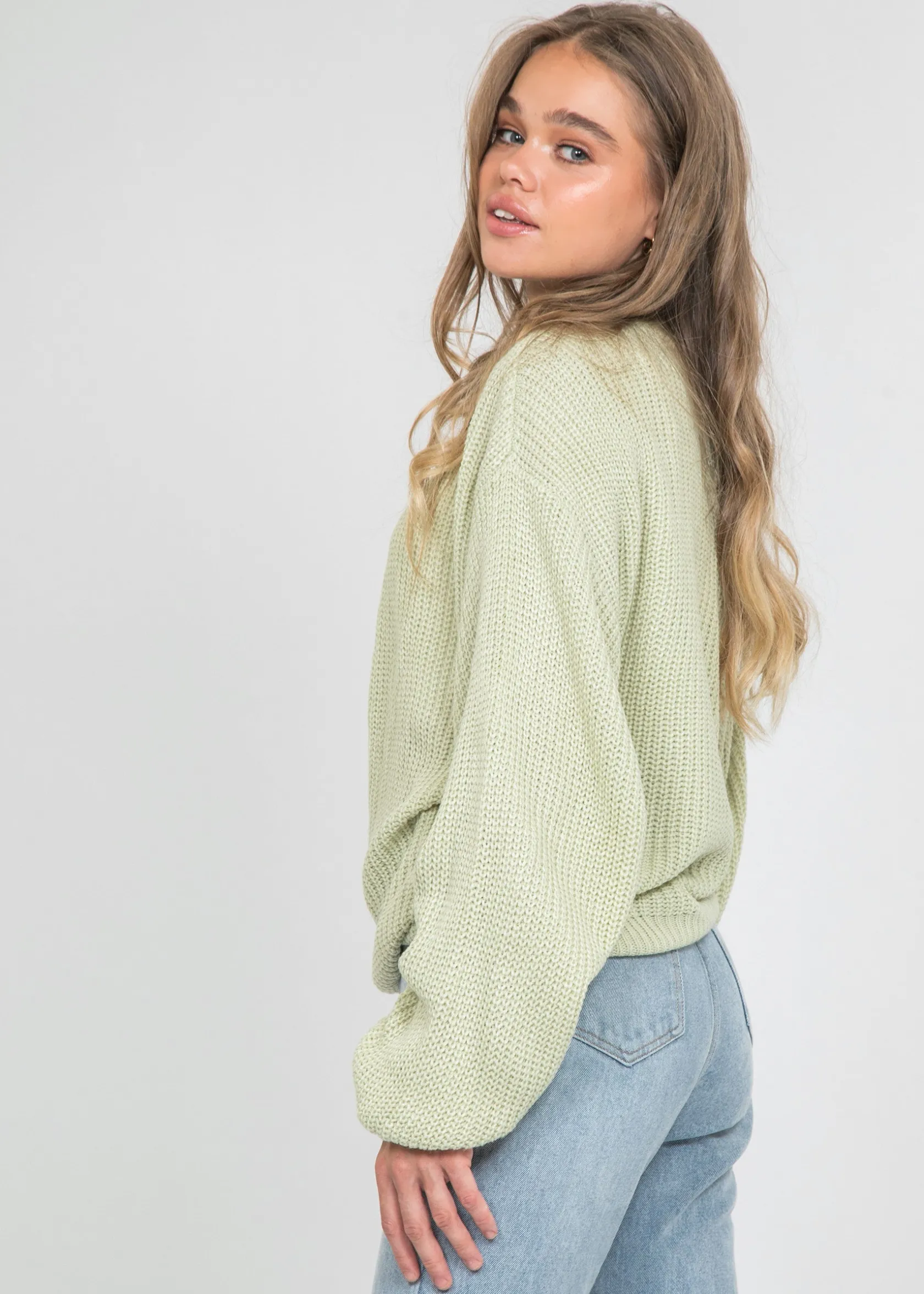 Outfitbook Cardigan cache-cœur noué sur le devant clair vert Discount