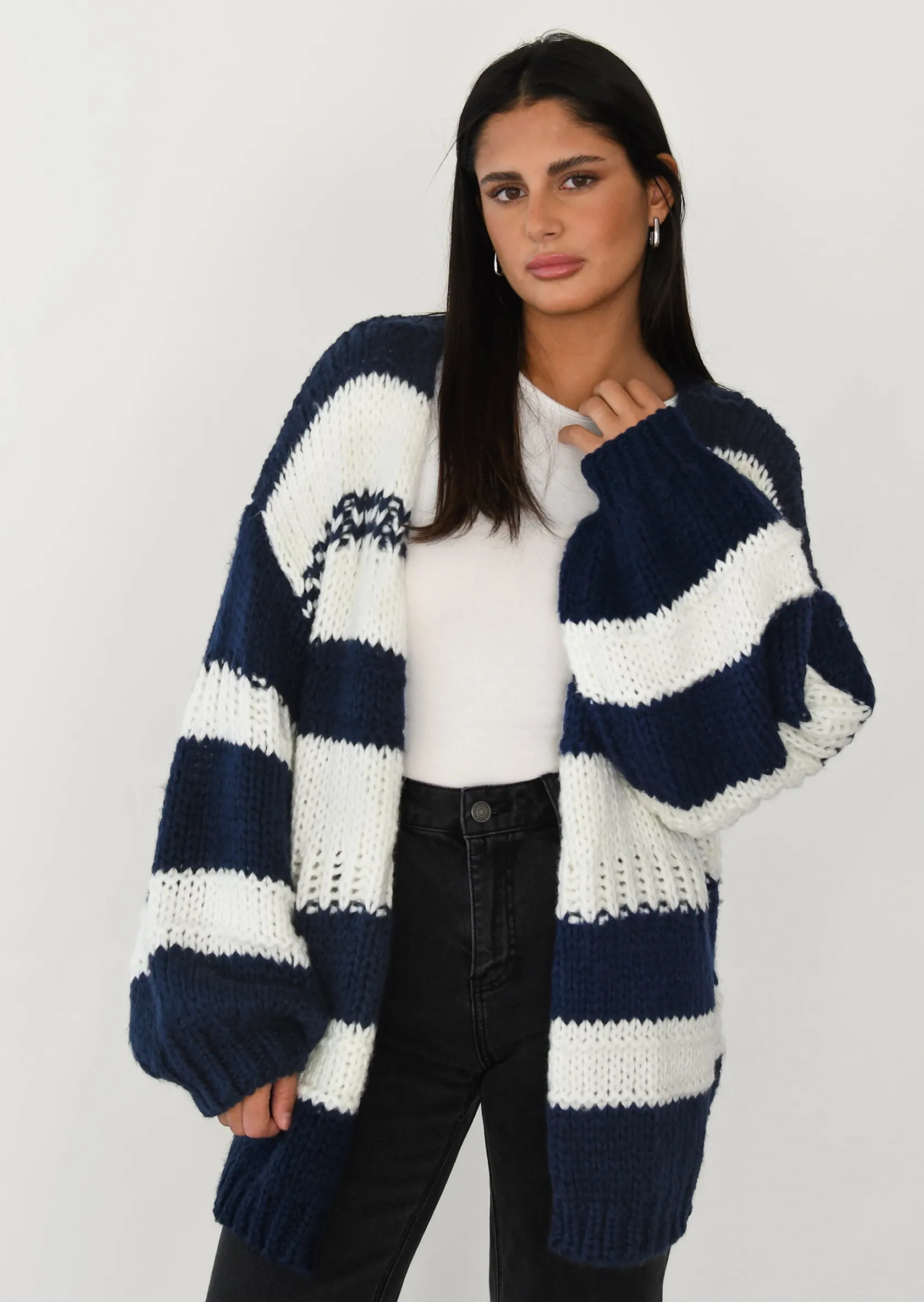 Outfitbook Cardigan en maille épaisse BLEU Clearance