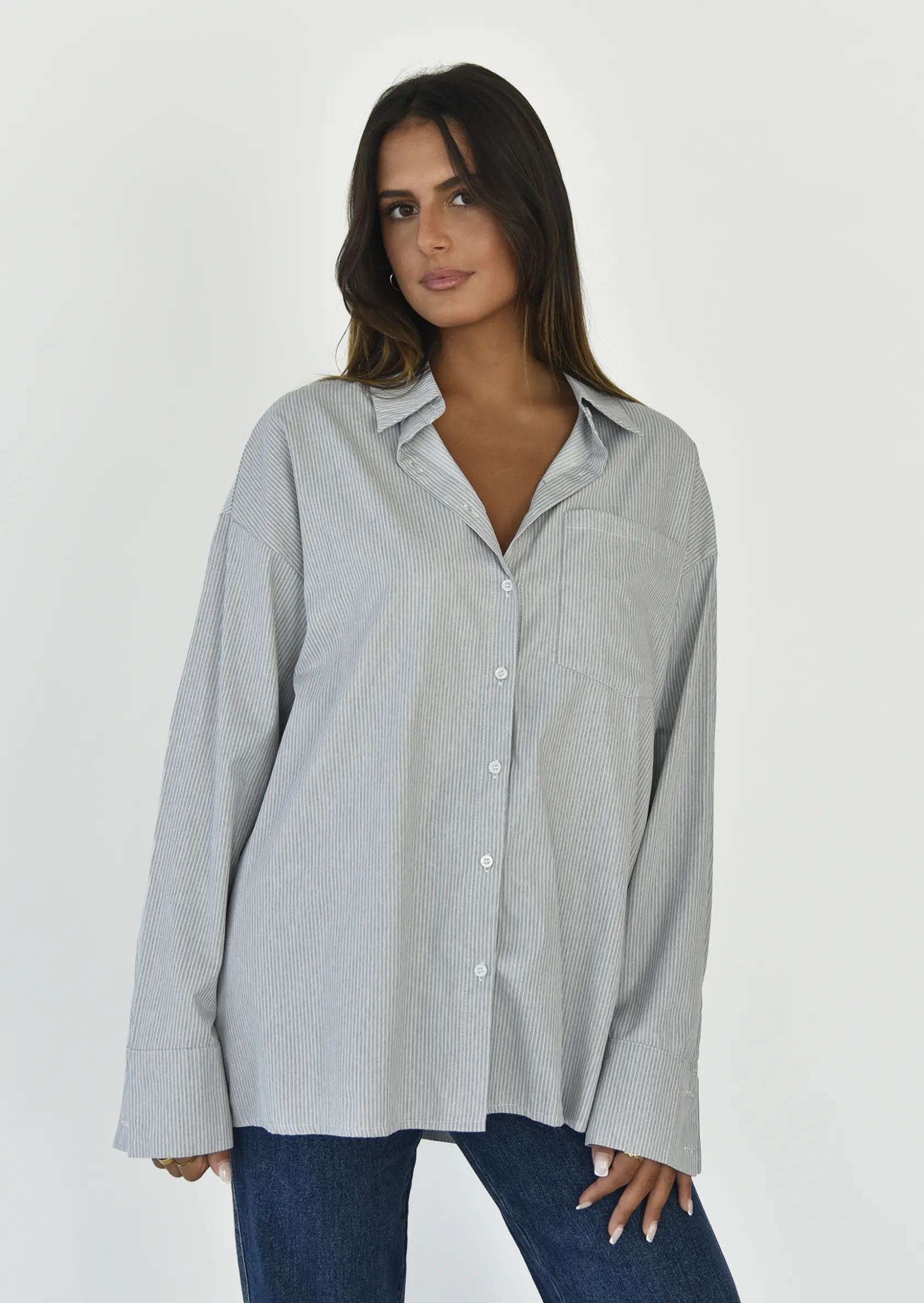 Outfitbook Chemise à rayures oversize GRIS Shop