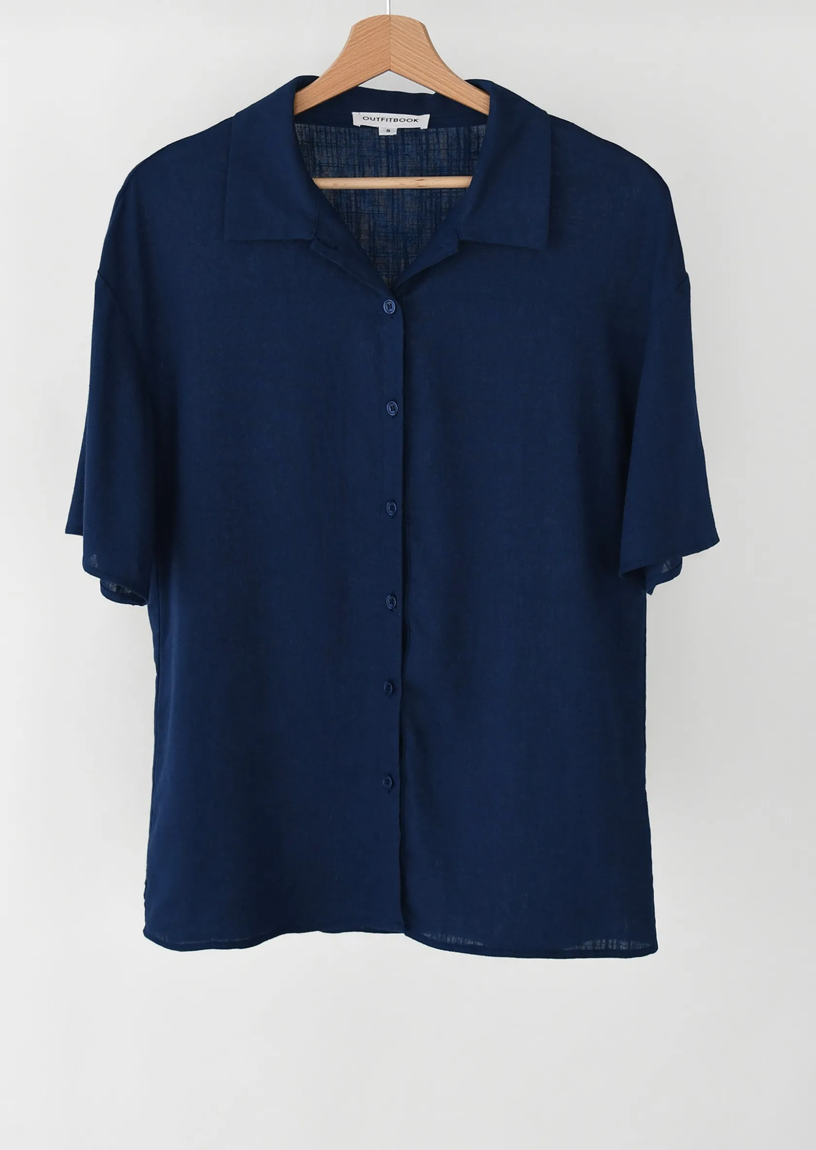 Outfitbook Chemise en lin manche courte marine BLEU Store