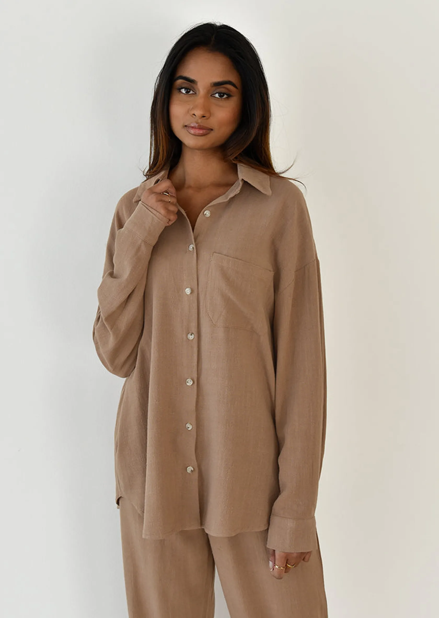 Outfitbook Chemise en lin oversize TAUPE Cheap