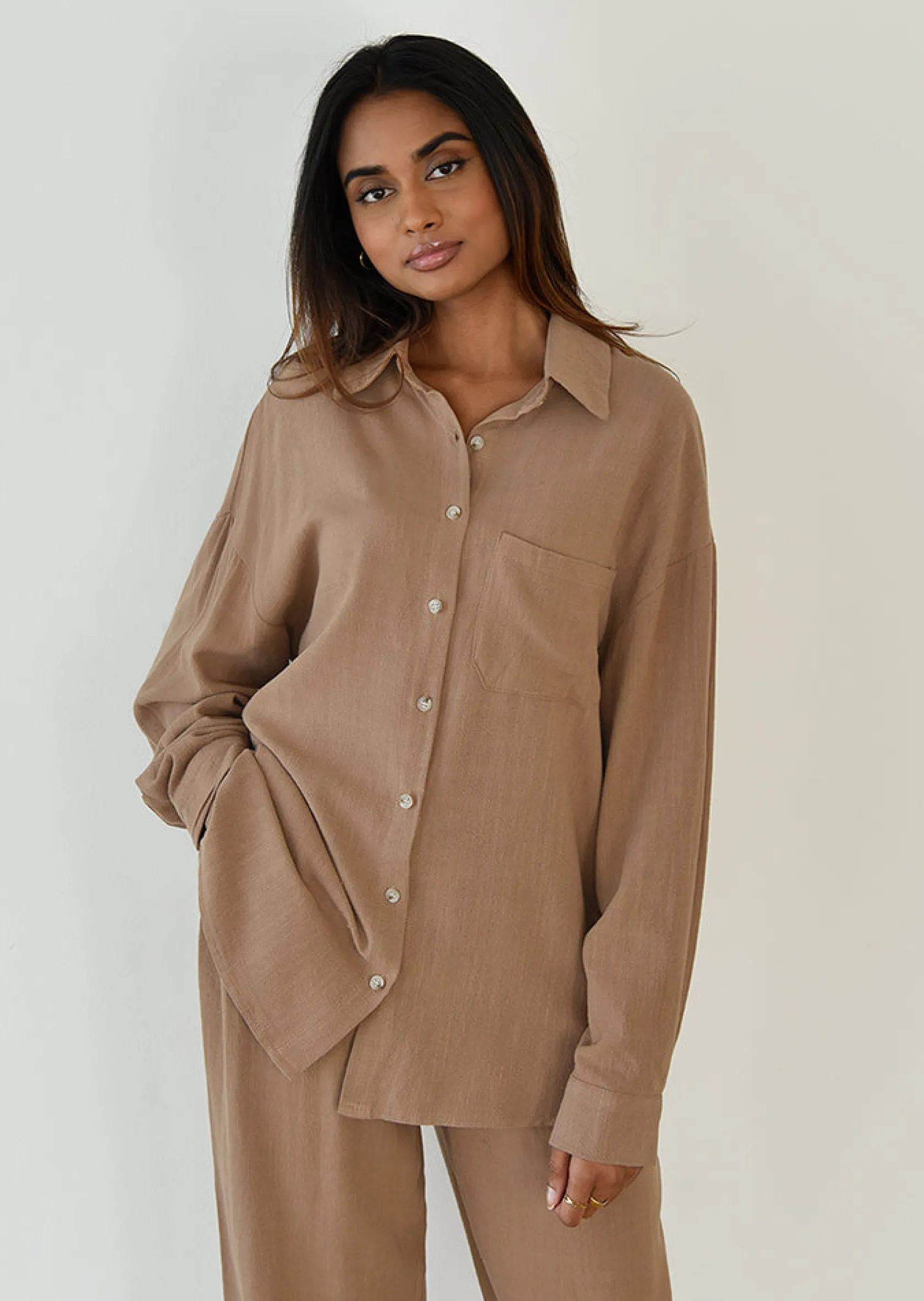 Outfitbook Chemise en lin oversize TAUPE Cheap