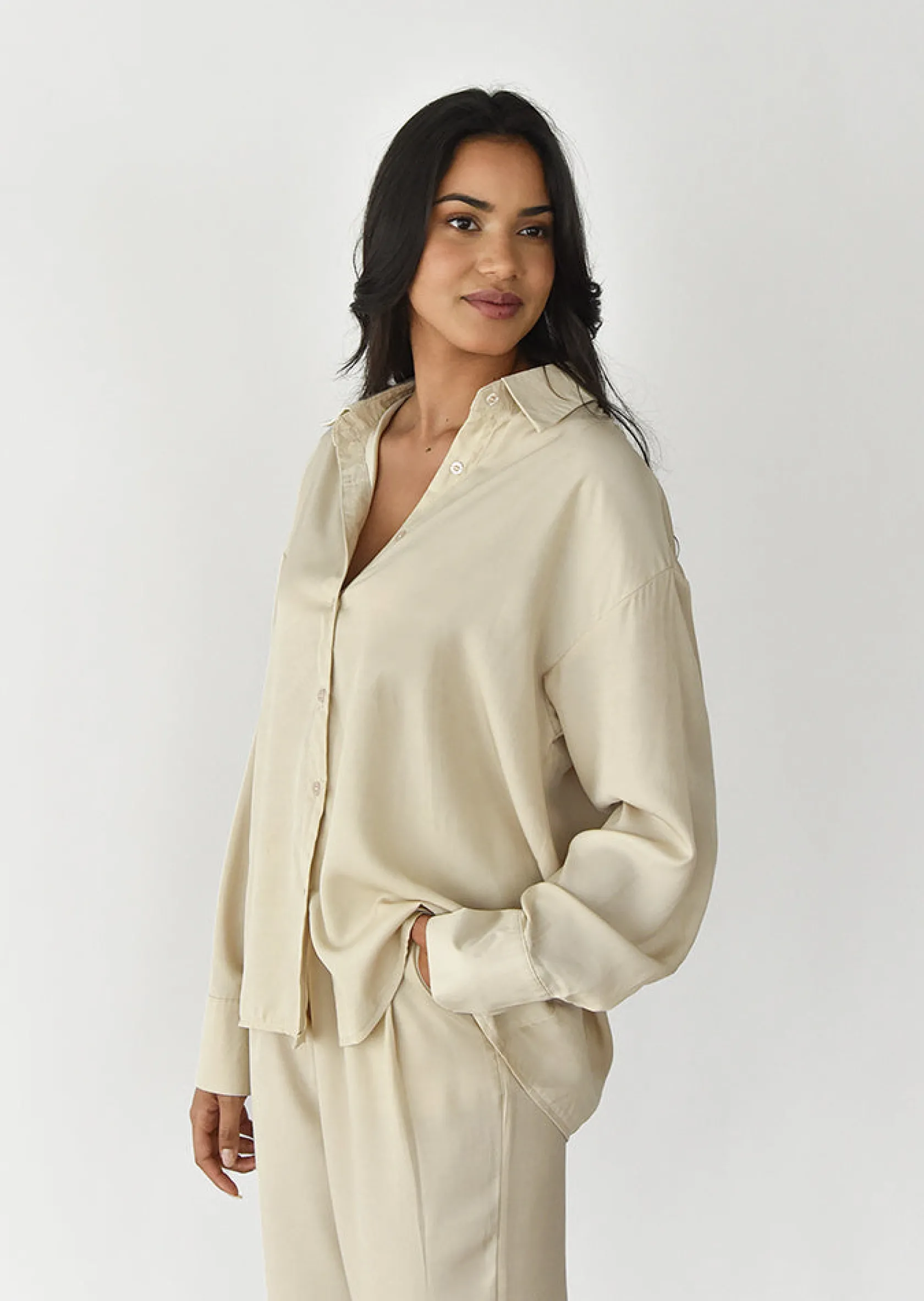 Outfitbook Chemise oversize fluide BEIGE Online