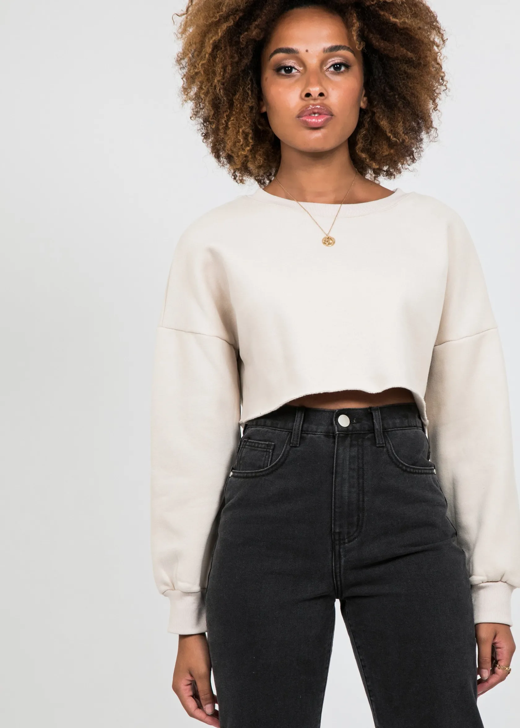 Outfitbook Jean droit taille haute fendu sur les côtés délavé NOIR Clearance
