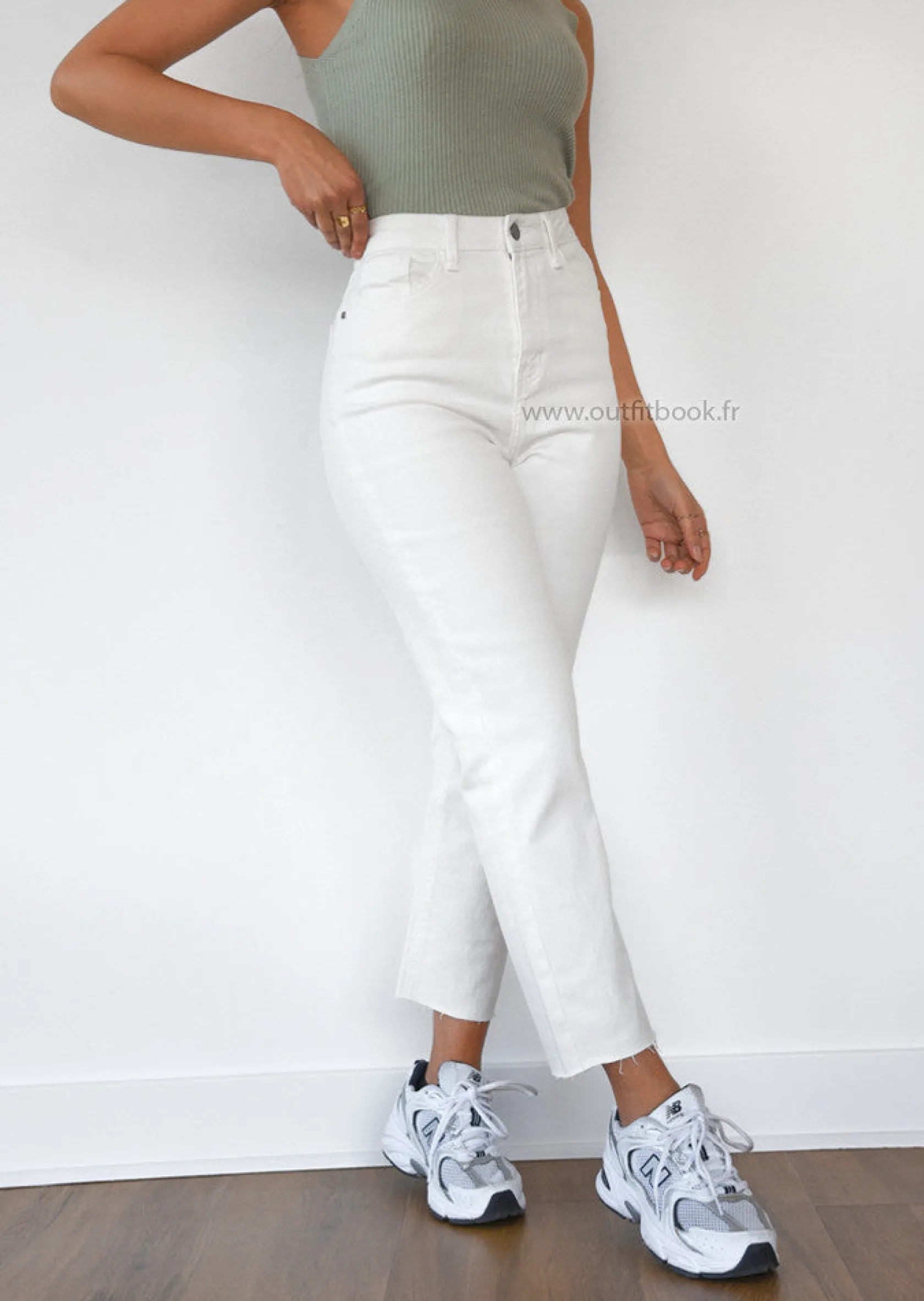 Outfitbook Jean mom fit taille haute BLANC Outlet