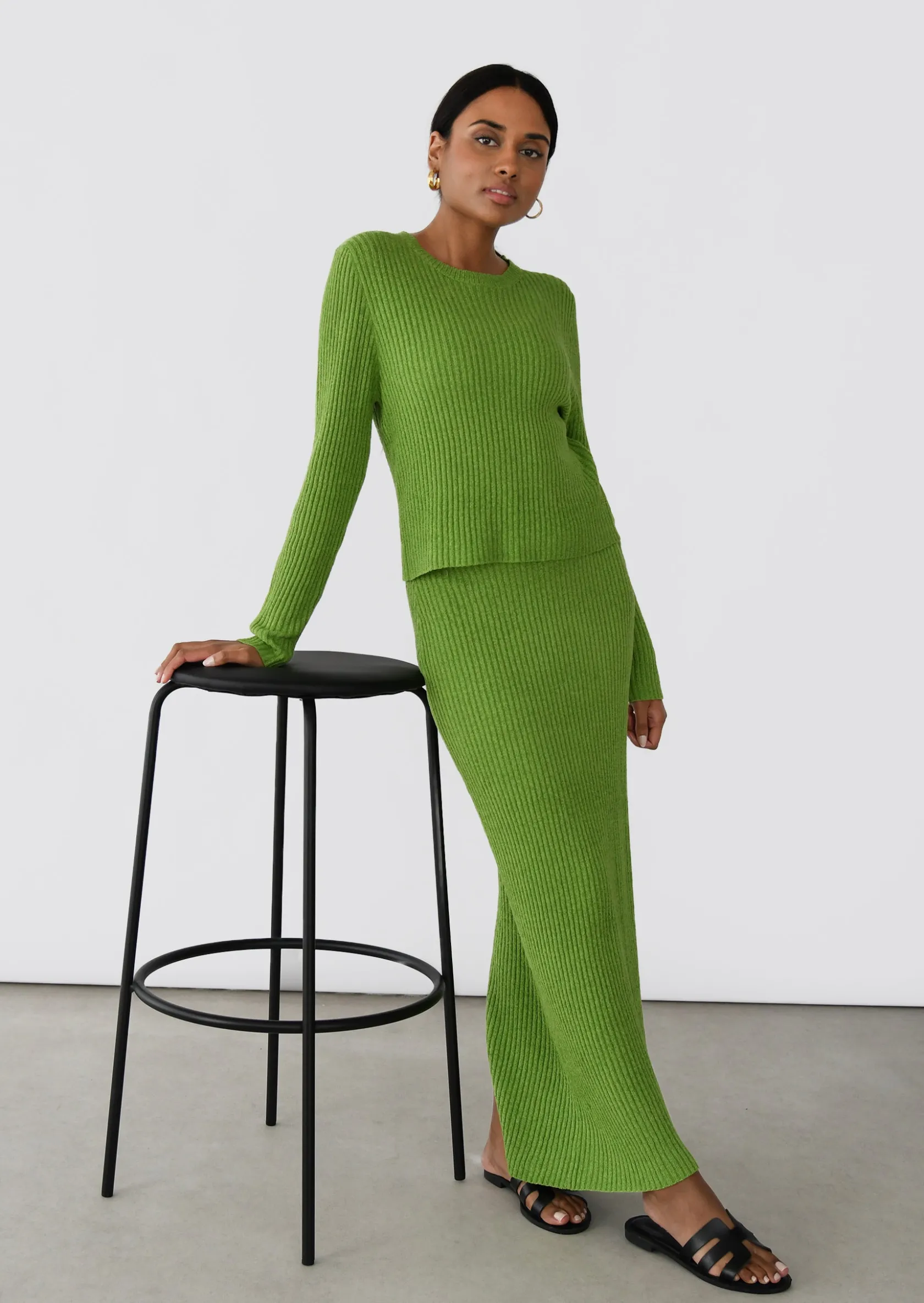 Outfitbook Jupe longue maille VERT Online