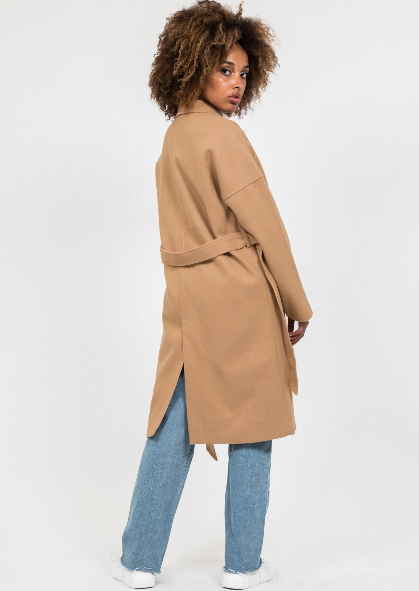 Outfitbook Manteau long avec ceinture à nouer CAMEL Best Sale