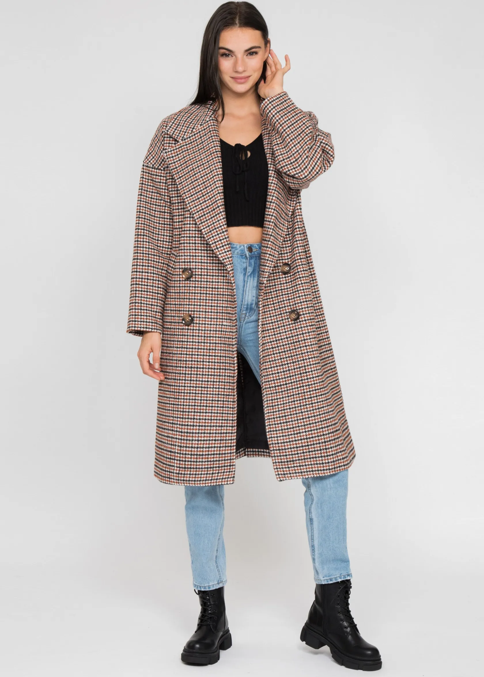 Outfitbook Manteau long oversize à carreaux Flash Sale