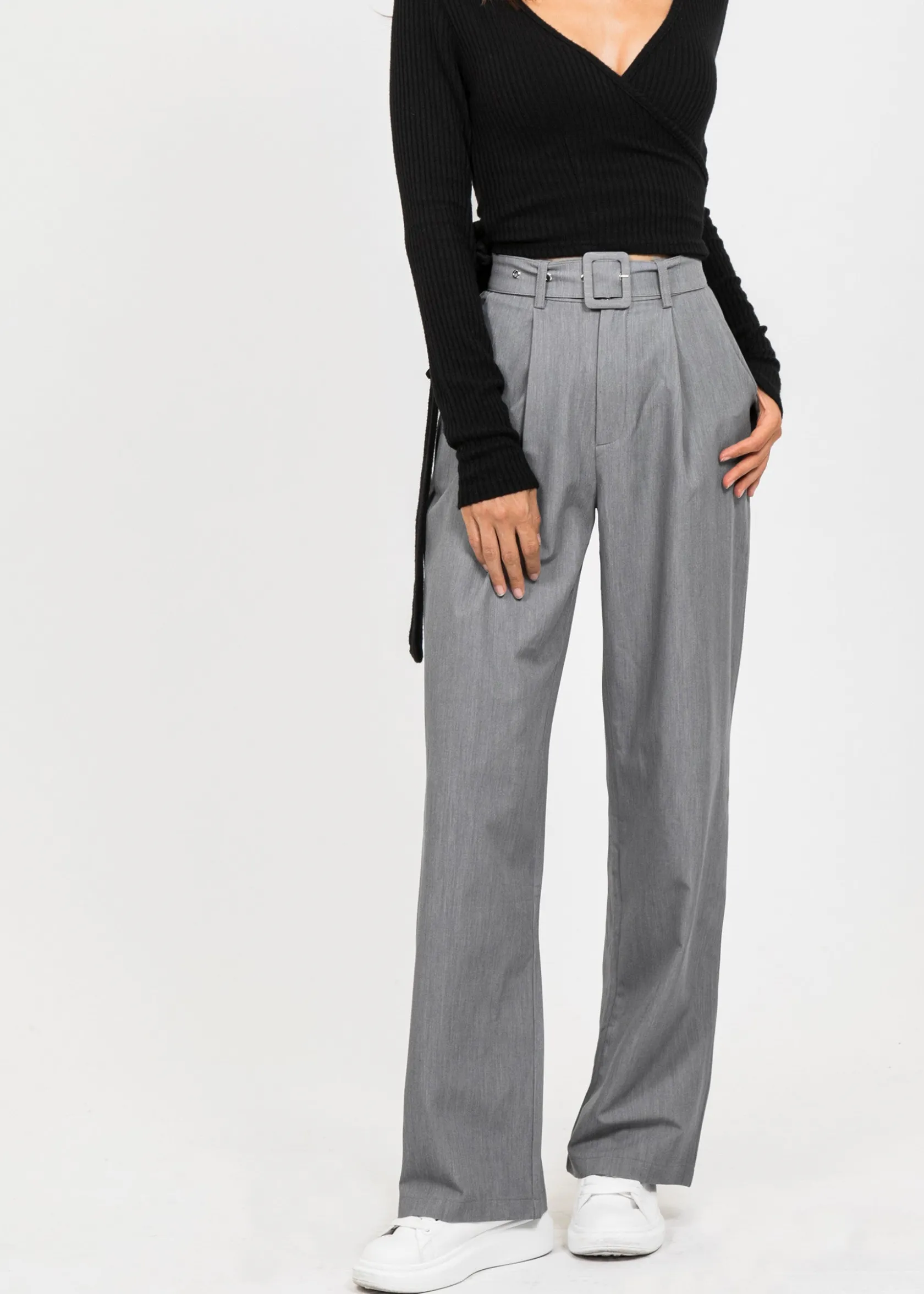 Outfitbook Pantalon ample avec ceinture GRIS Online