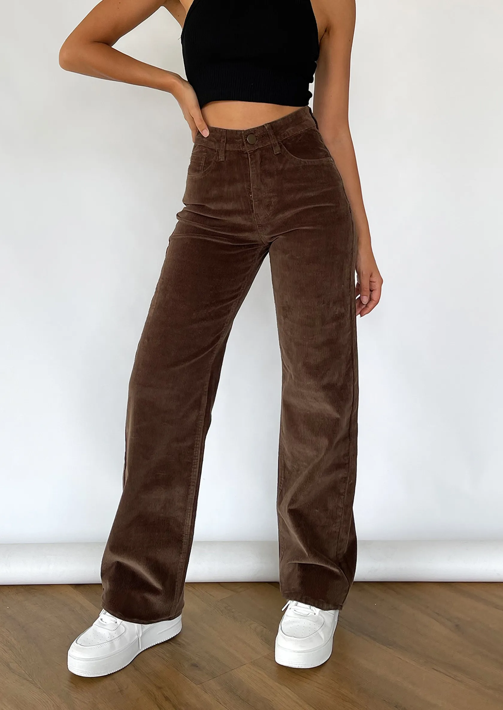 Outfitbook Pantalon ample en velours côtelé MARRON Store