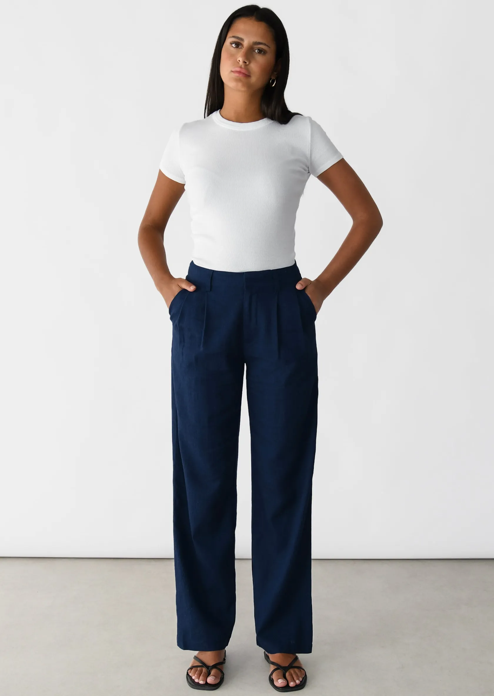 Outfitbook Pantalon de costume en lin BLEU Online