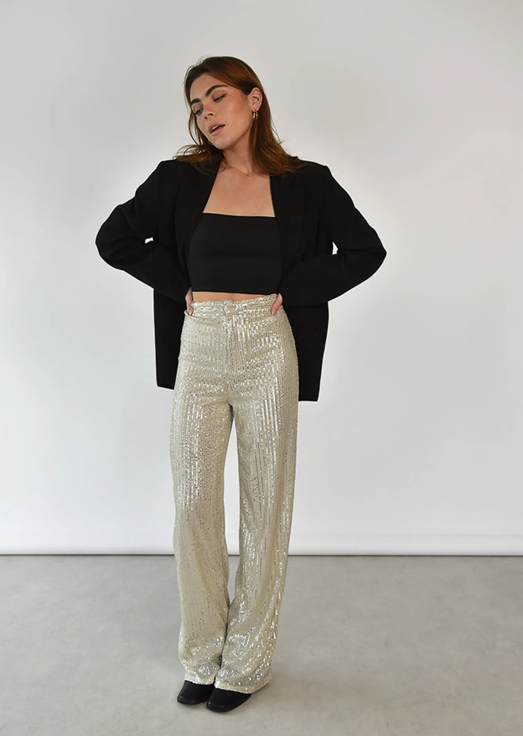 Outfitbook Pantalon droit à sequins Outlet