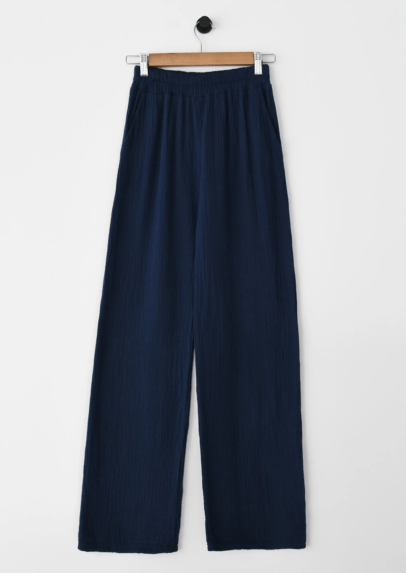 Outfitbook Pantalon en coton à taille élastique BLEU Hot