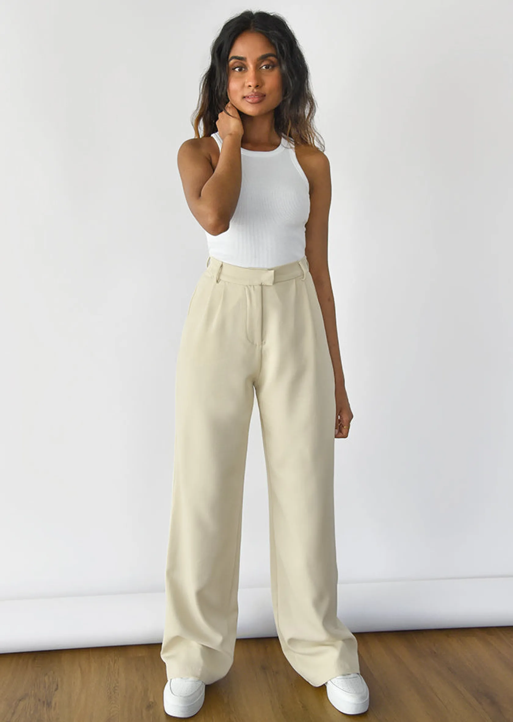 Outfitbook Pantalon large beige Cheap