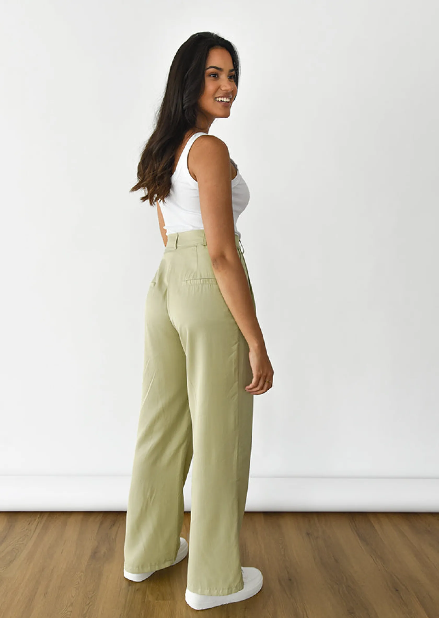 Outfitbook Pantalon large fluide VERT Cheap