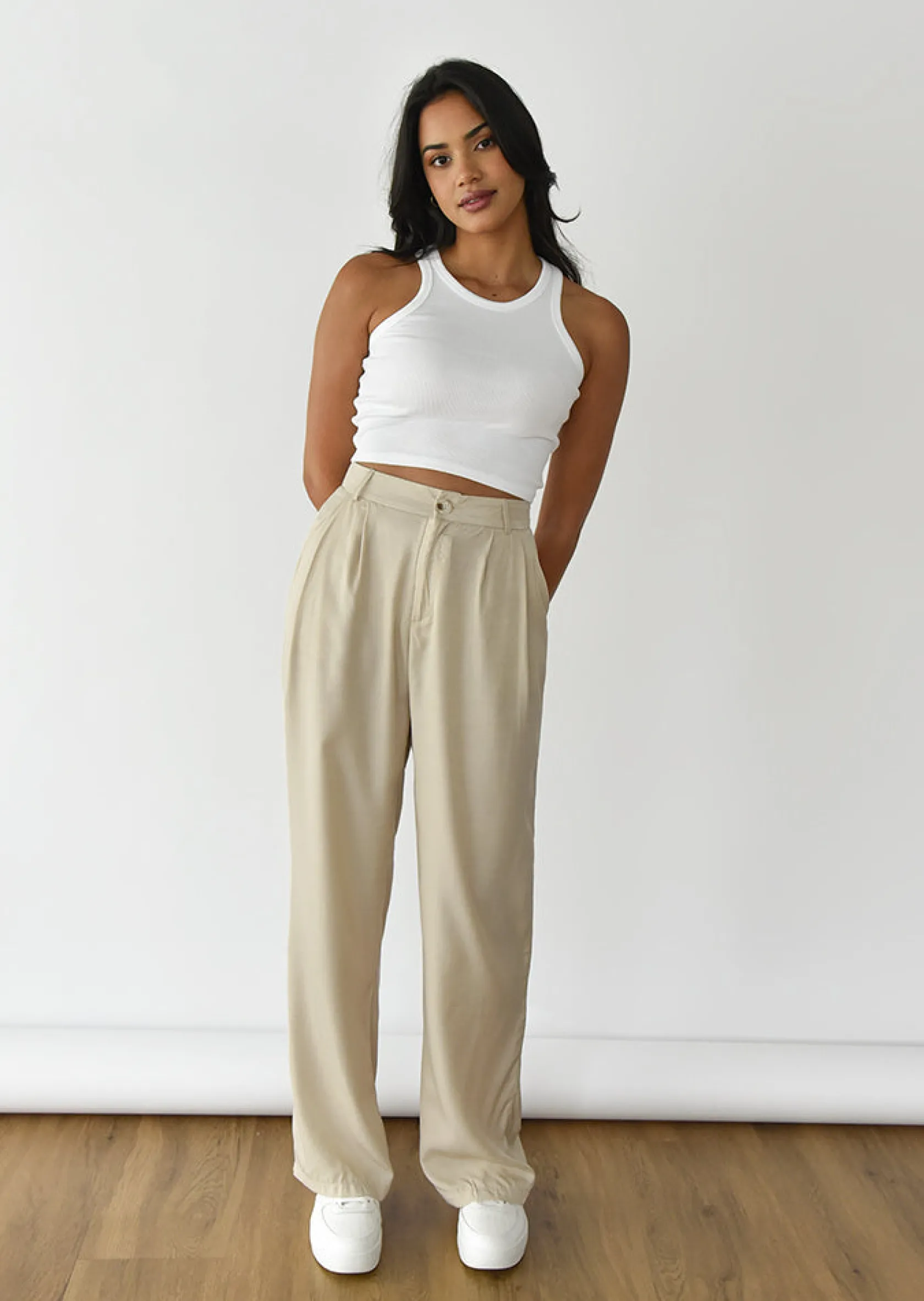 Outfitbook Pantalon large fluide BEIGE Shop