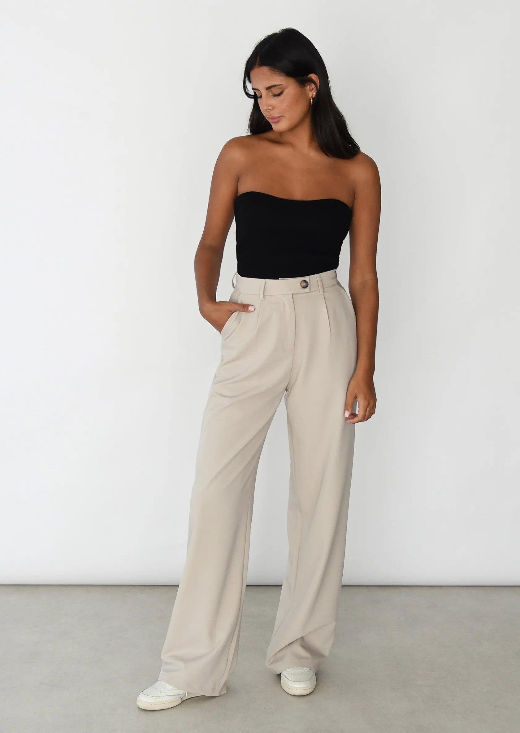 Outfitbook Pantalon wide leg BEIGE Cheap