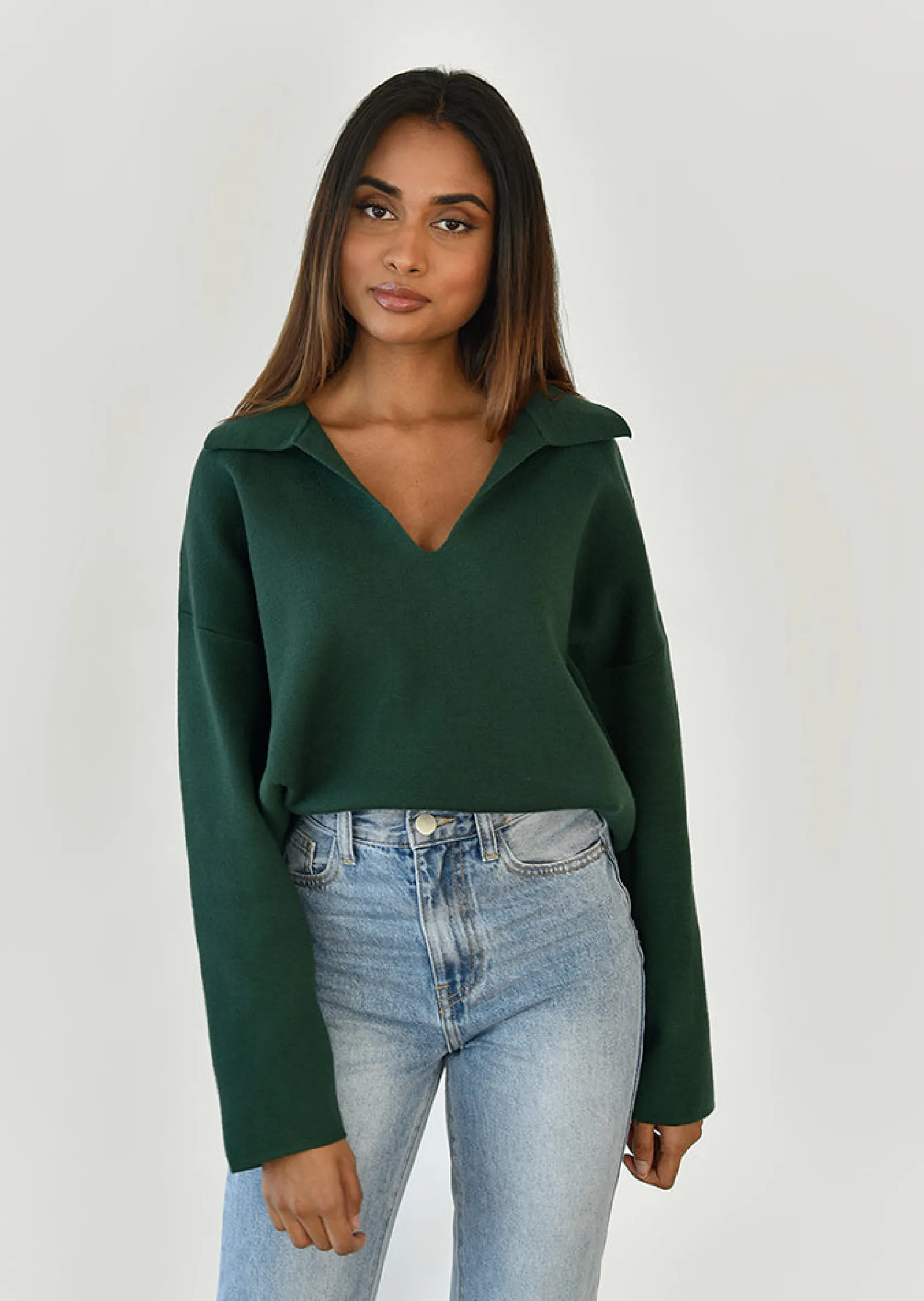 Outfitbook Pull avec col à revers GREEN Best Sale