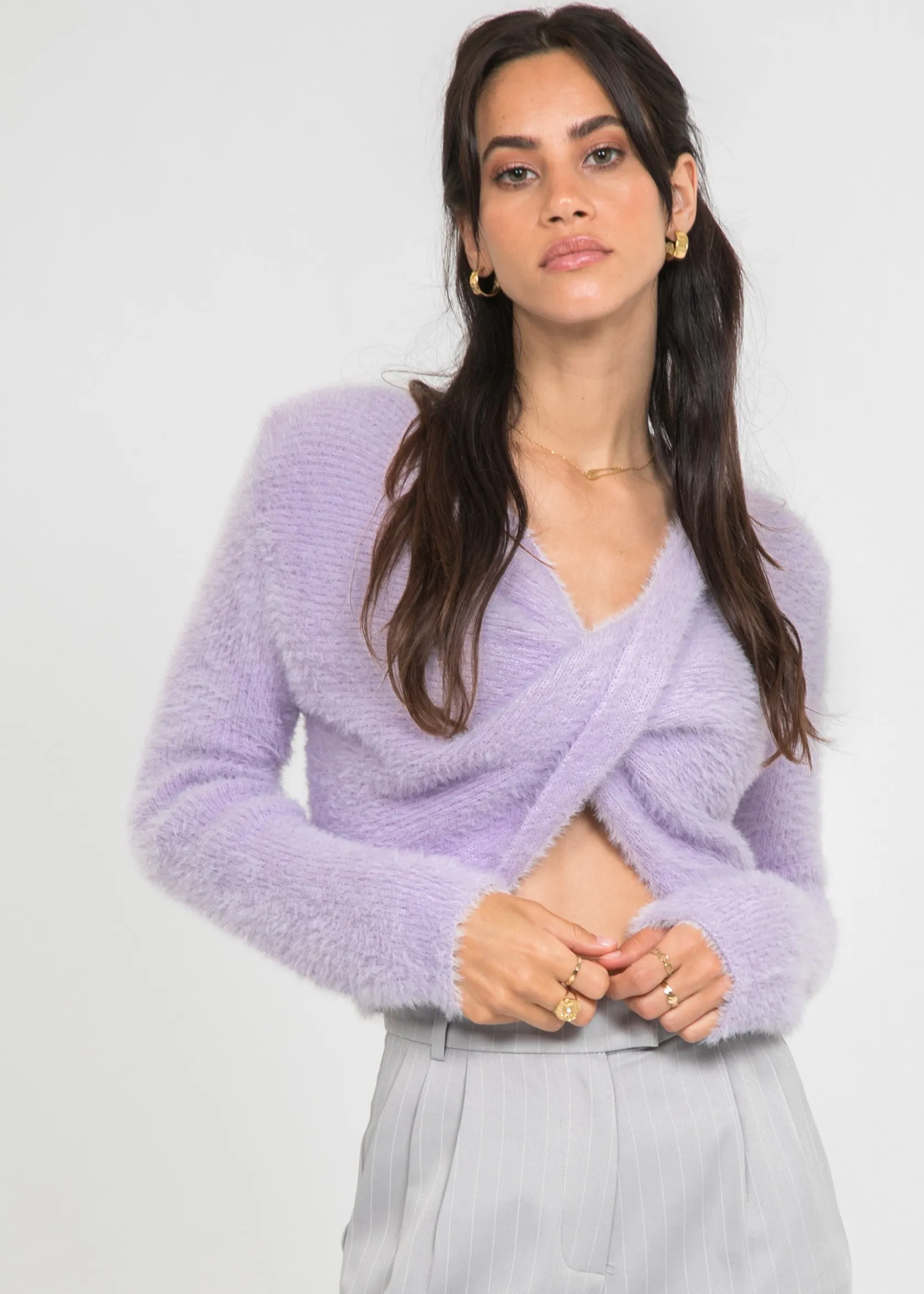 Outfitbook Pull duveteux drapé LILAS Hot