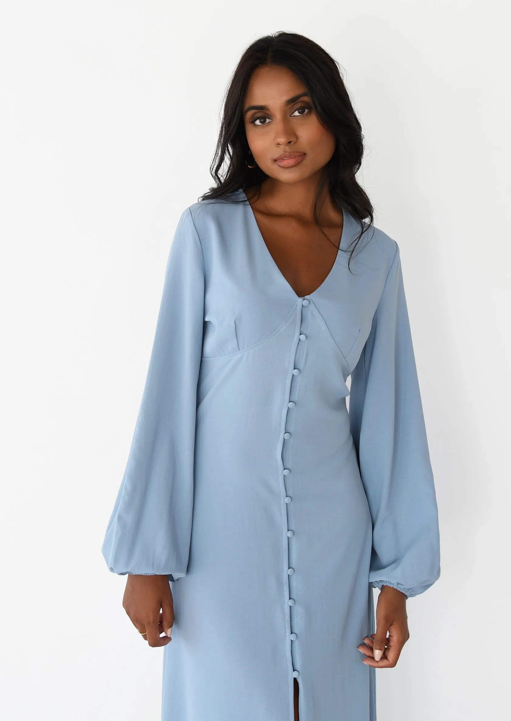 Outfitbook Robe boutonnée à manche longue BLEU Best