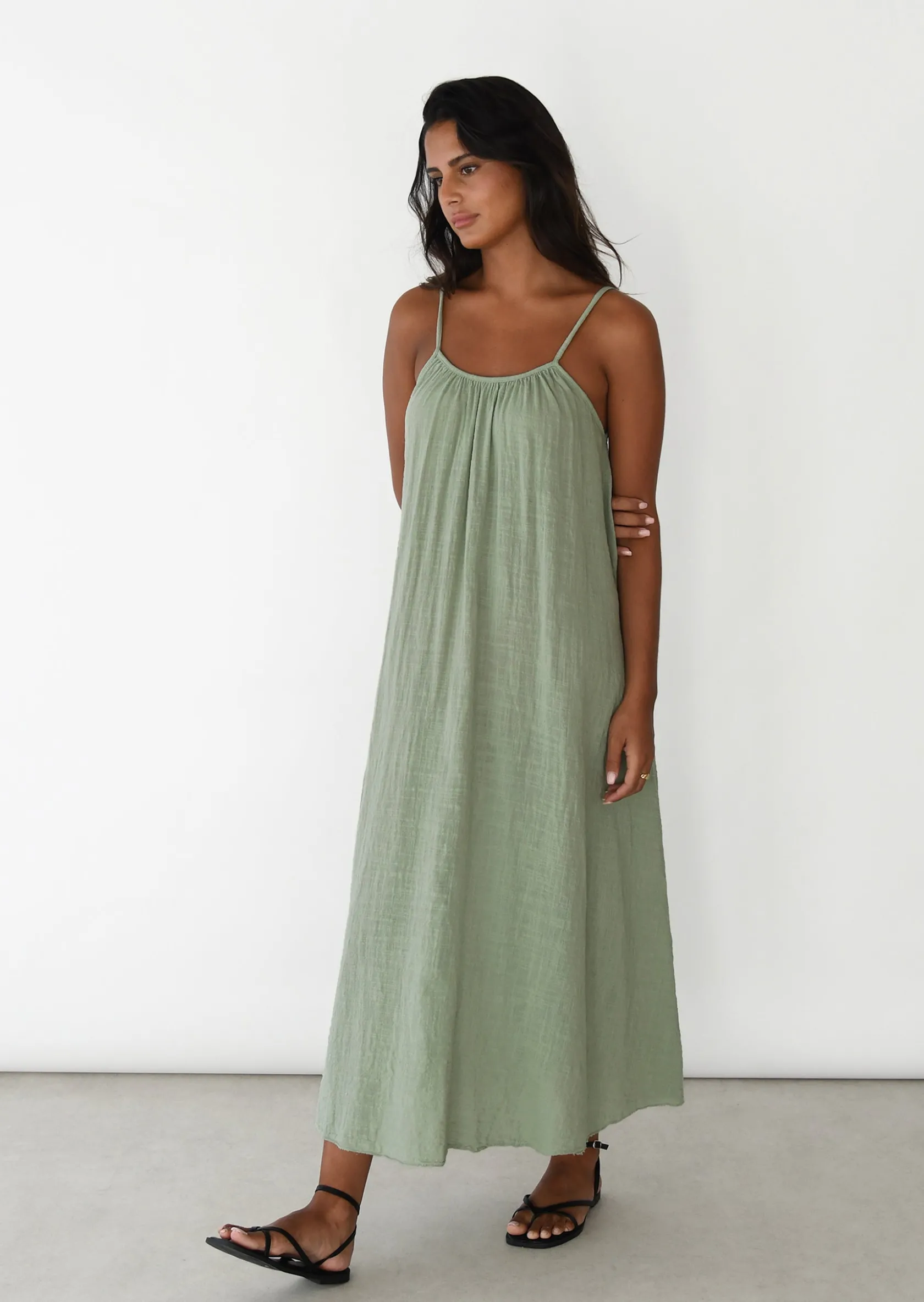 Outfitbook Robe longue en coton VERT Store