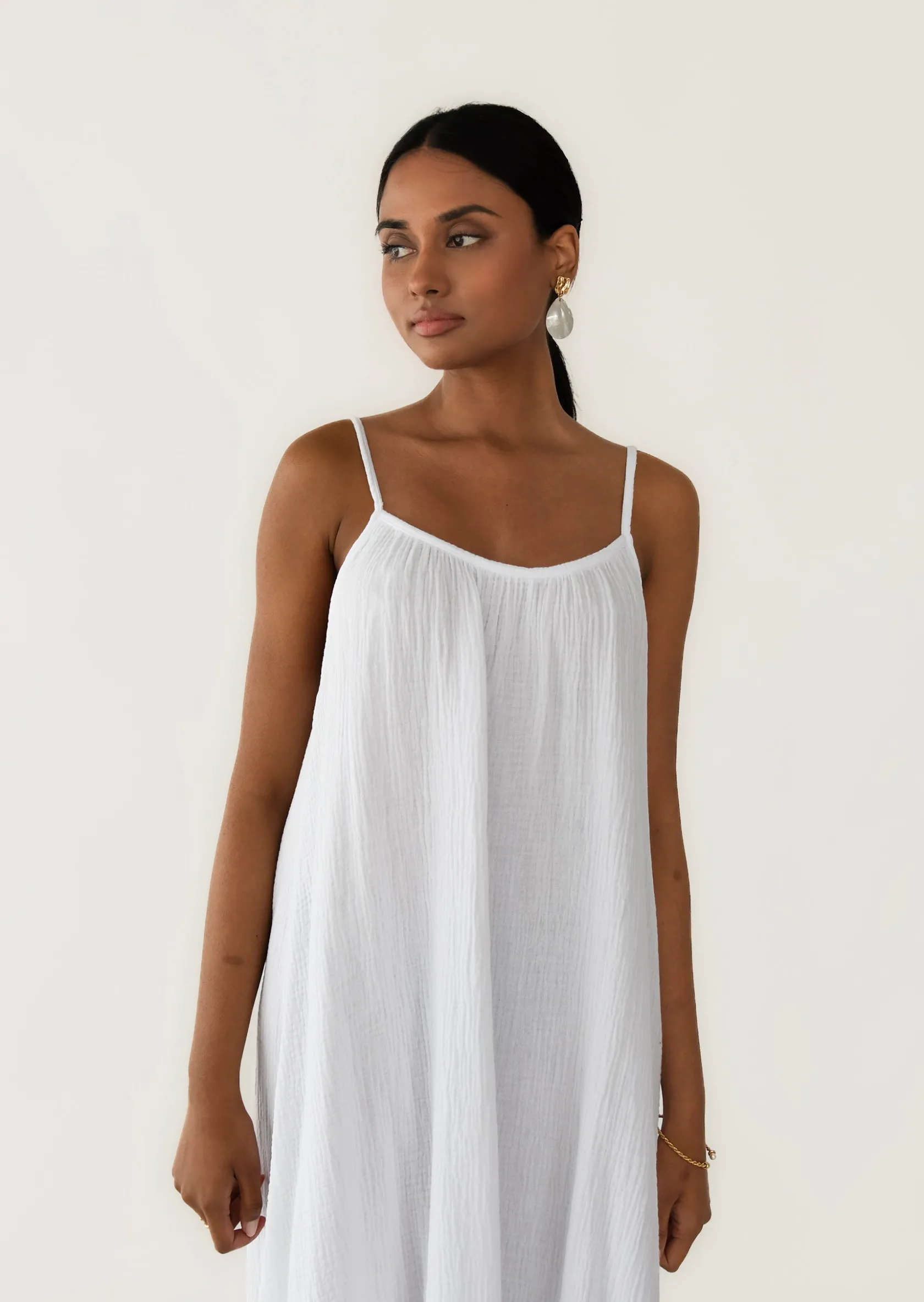 Outfitbook Robe longue en coton BLANC Discount