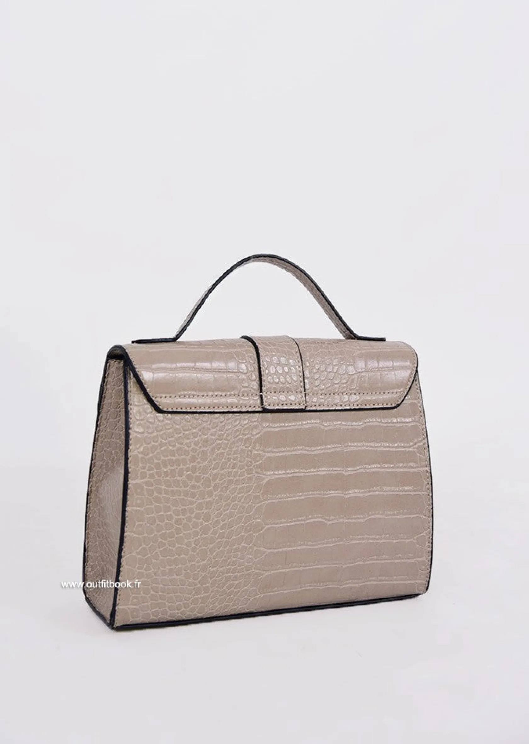 Outfitbook Sac à main effet croco beige New