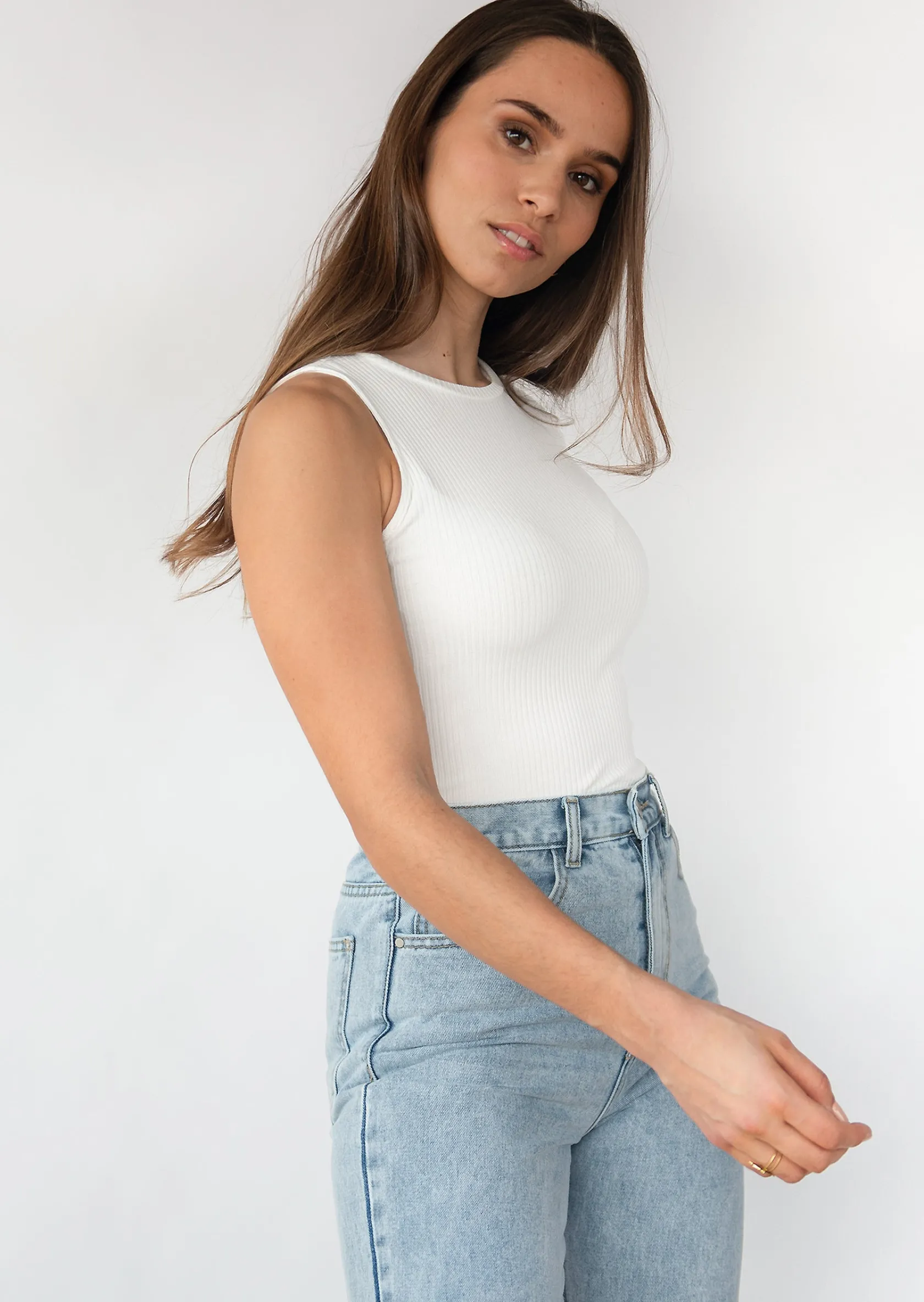 Outfitbook Top asymétrique à manche longue blanc white Fashion