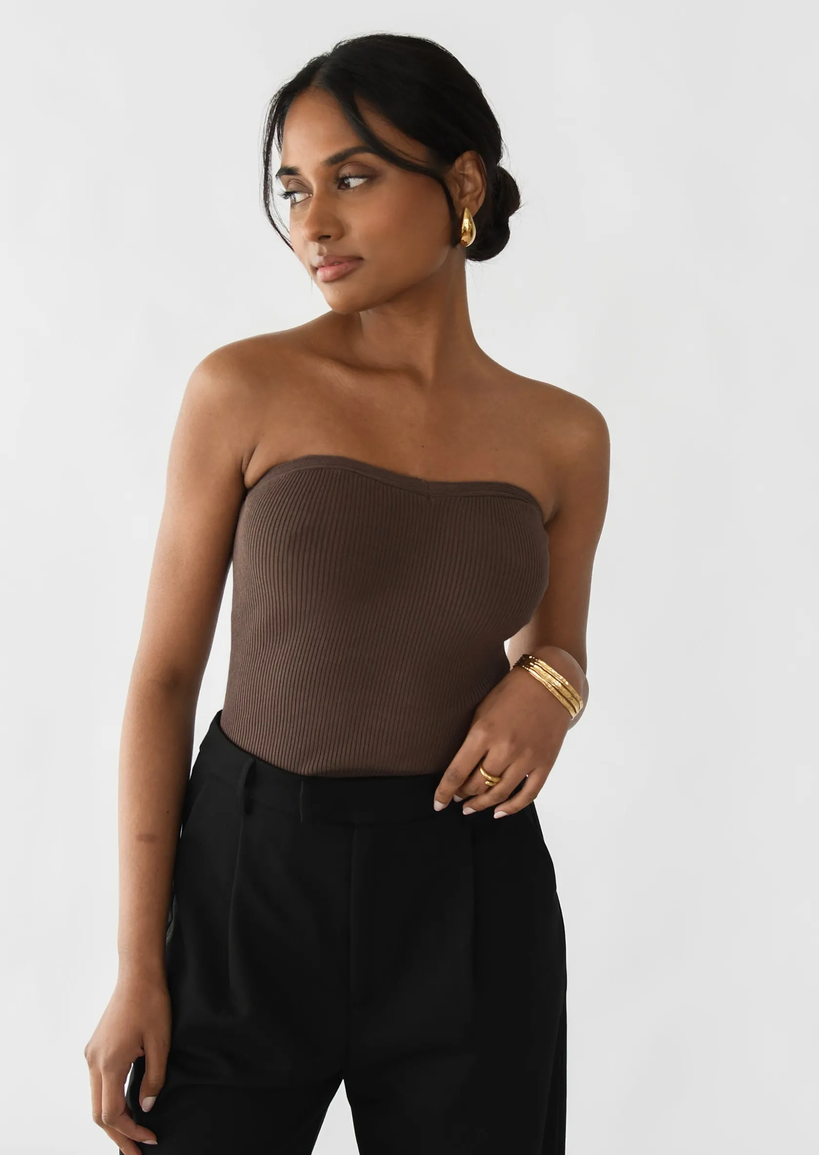 Outfitbook Top bandeau MARRON Outlet