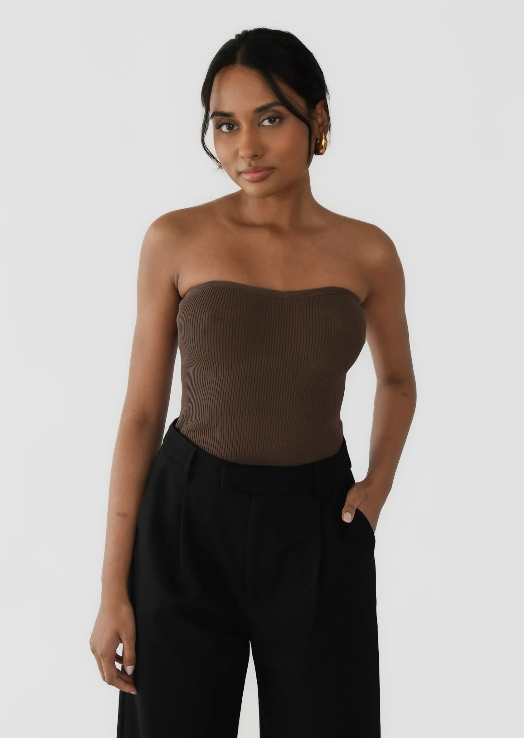 Outfitbook Top bandeau MARRON Outlet