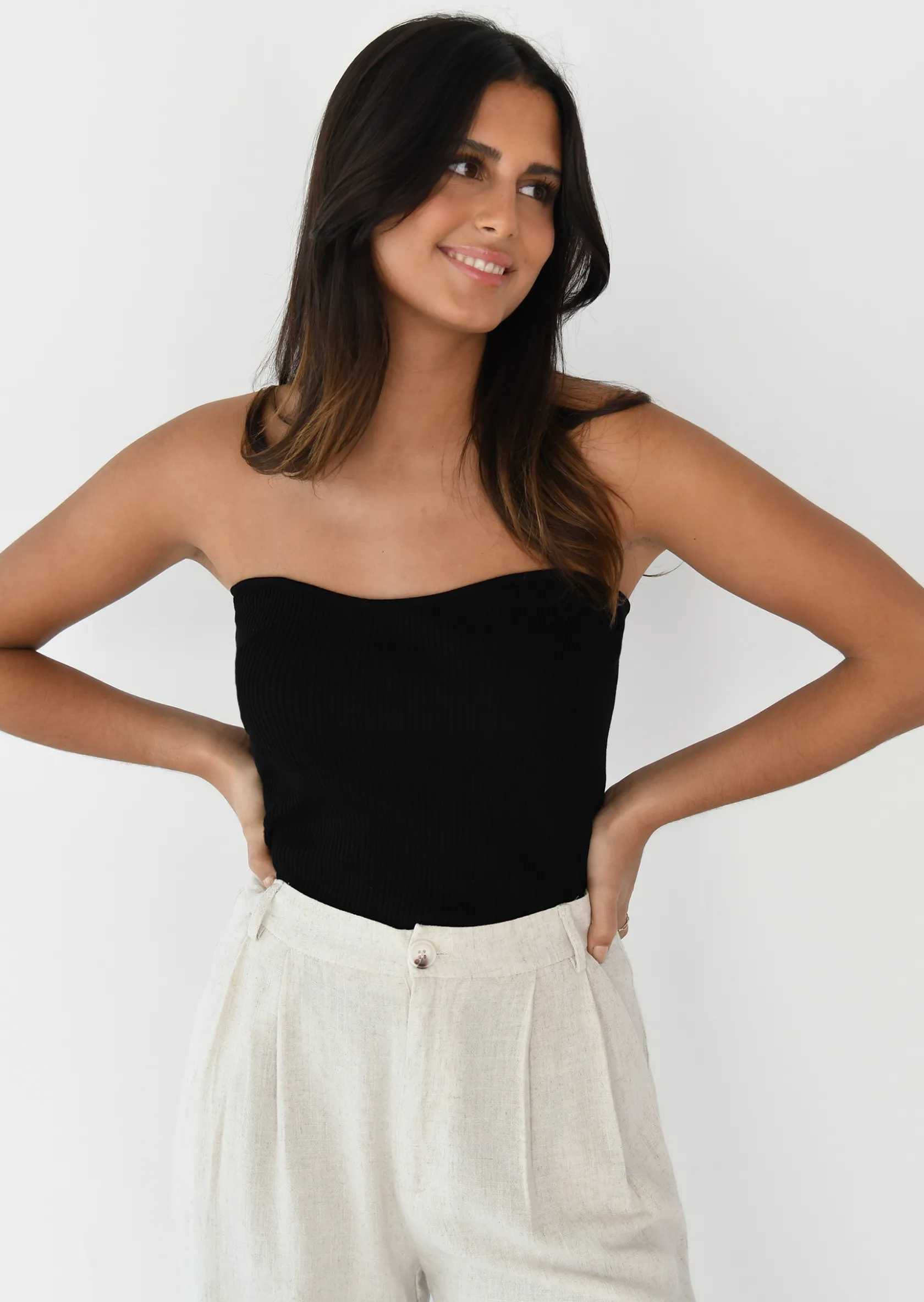 Outfitbook Top bandeau en maille NOIR Cheap