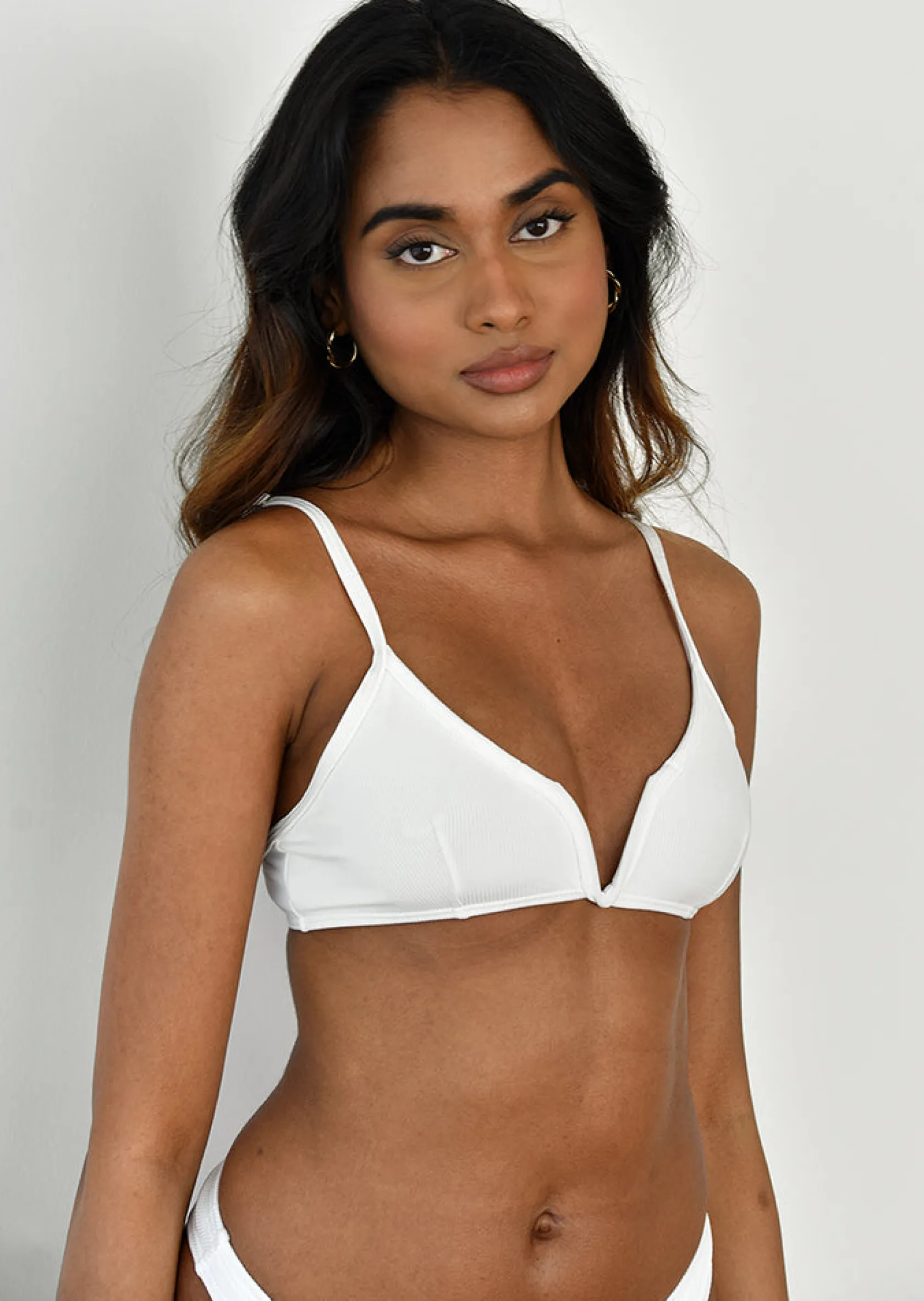 Outfitbook Top bikini côtelé armature V Blanc Online