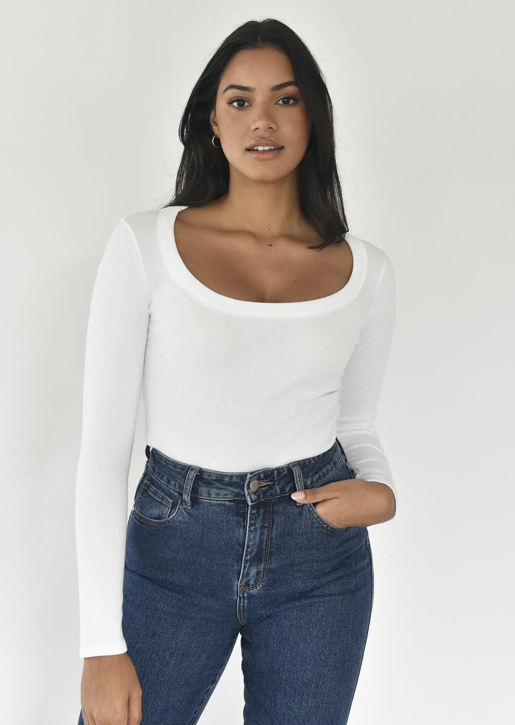 Outfitbook Top coton manches longues BLANC Online