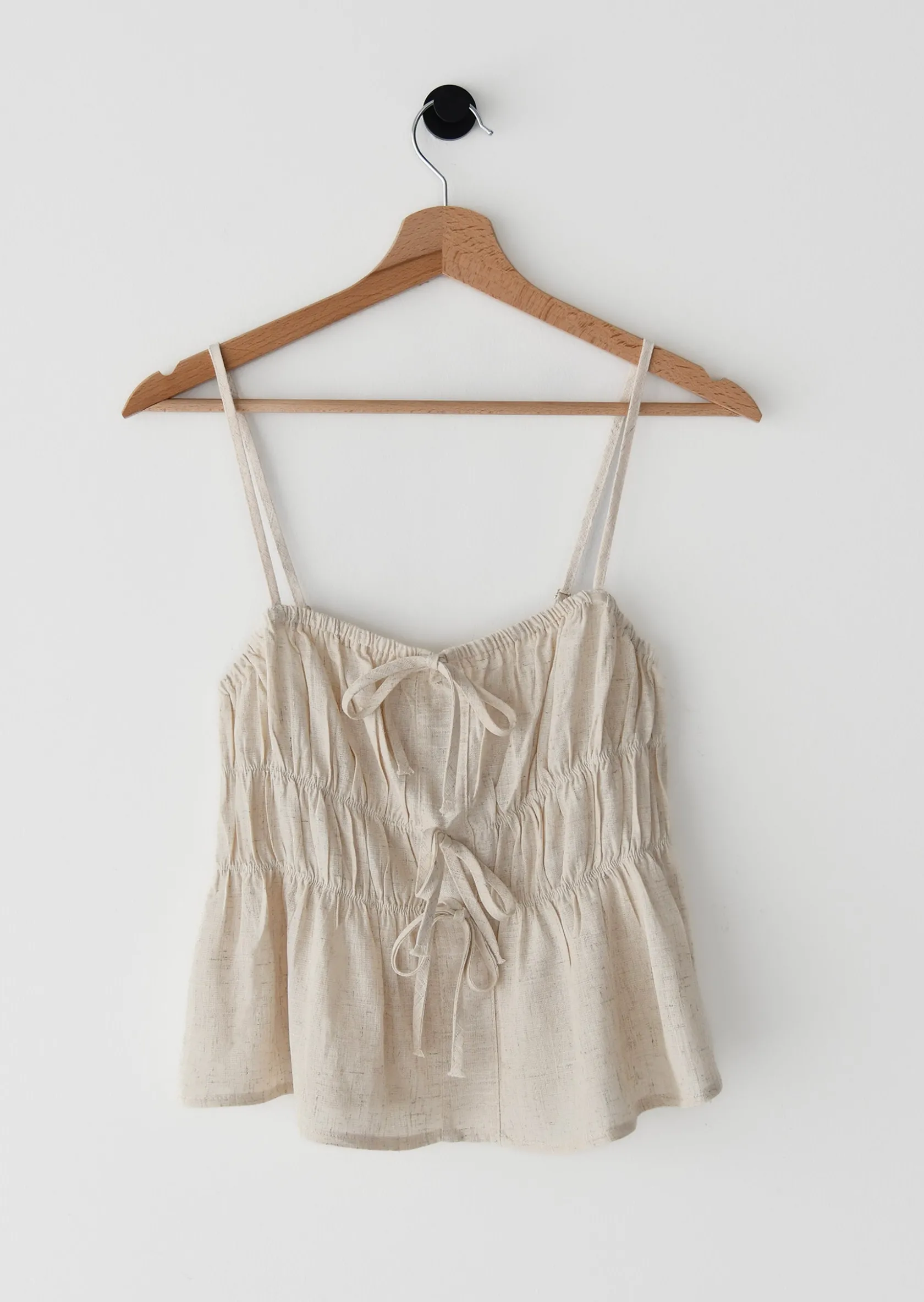 Outfitbook Top en lin froncé BEIGE Cheap