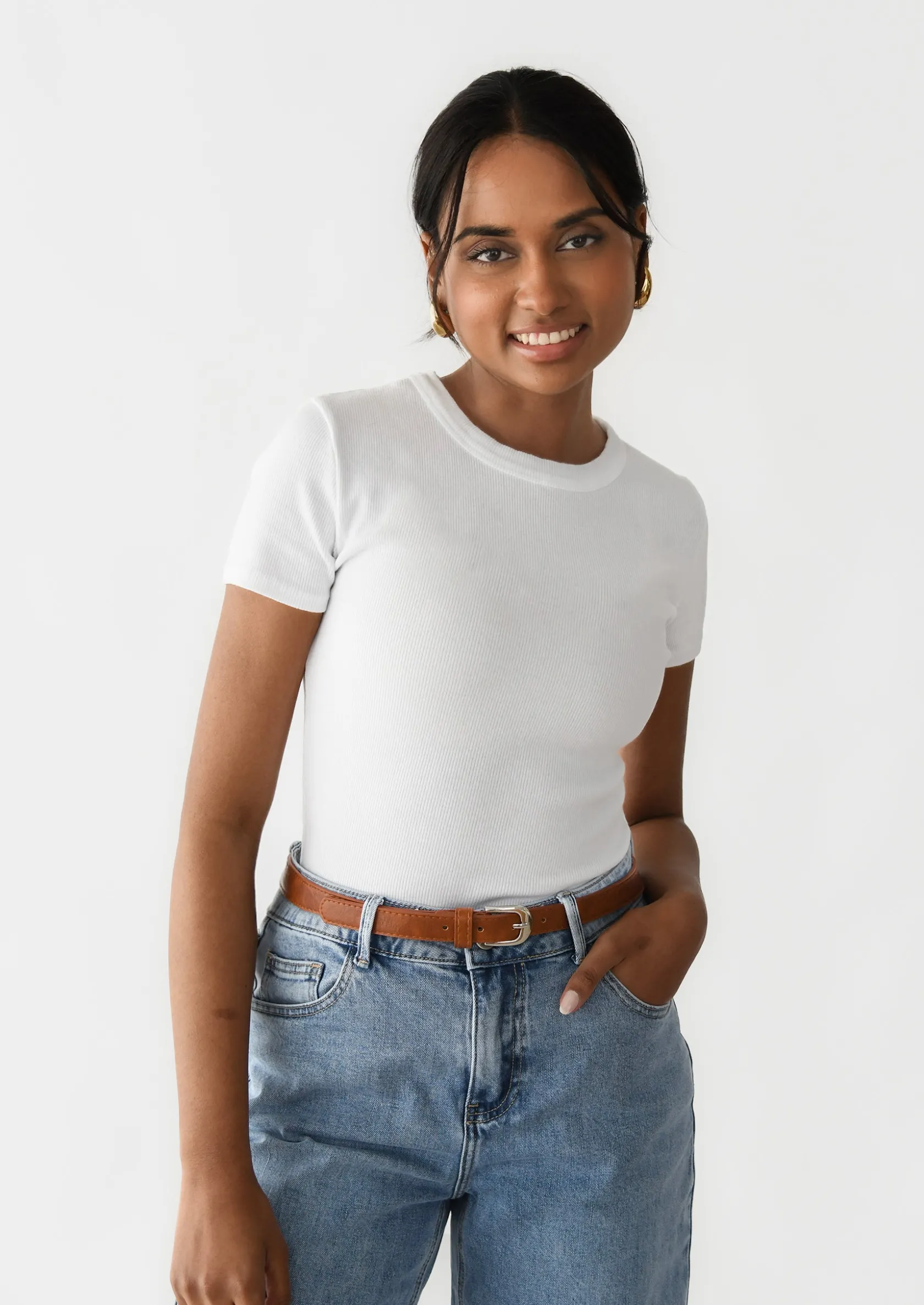 Outfitbook T-shirt coton manches courtes BLANC Fashion